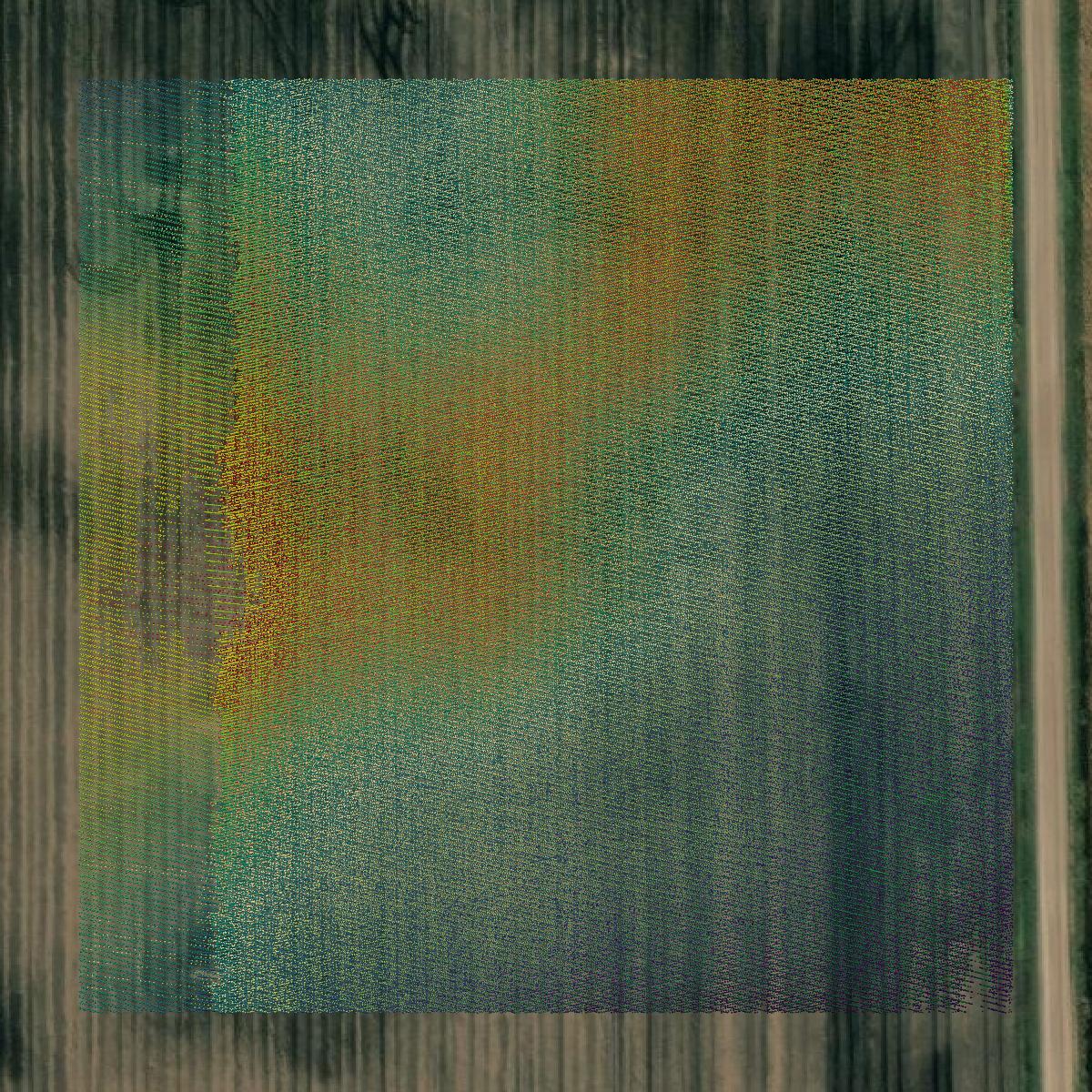 This image shows a LiDAR point cloud in Hamilton County created using GIS data in Equator.