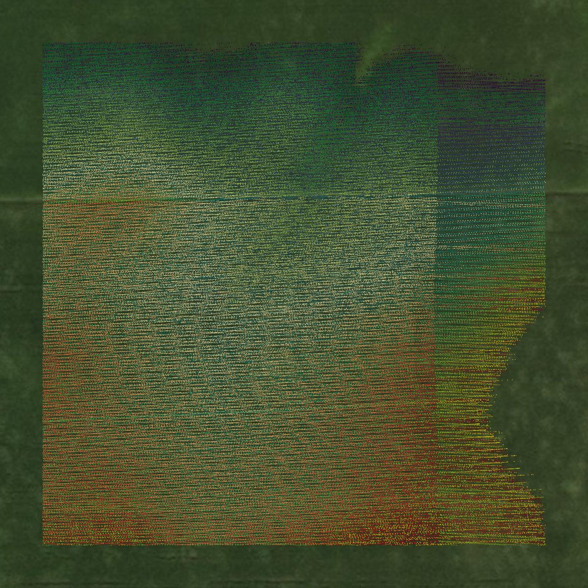 This image shows a LiDAR point cloud in Hancock County created using GIS data in Equator.