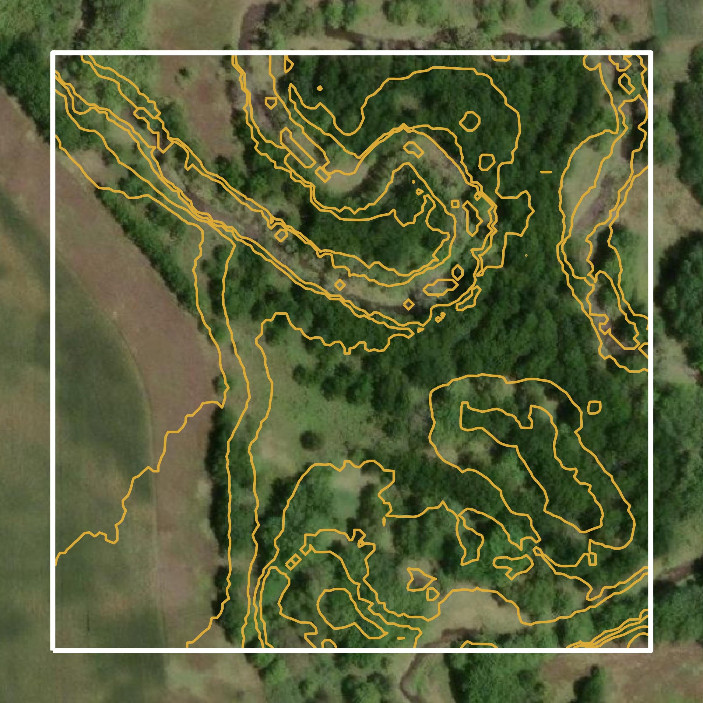 This image shows a contour map in Hardin County created using GIS data in Equator.