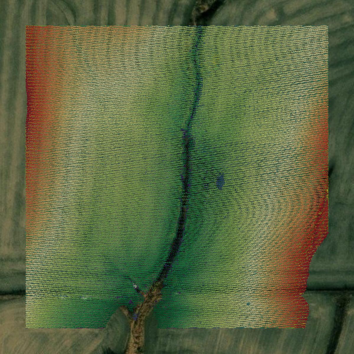 This image shows a LiDAR point cloud in Harrison County created using GIS data in Equator.