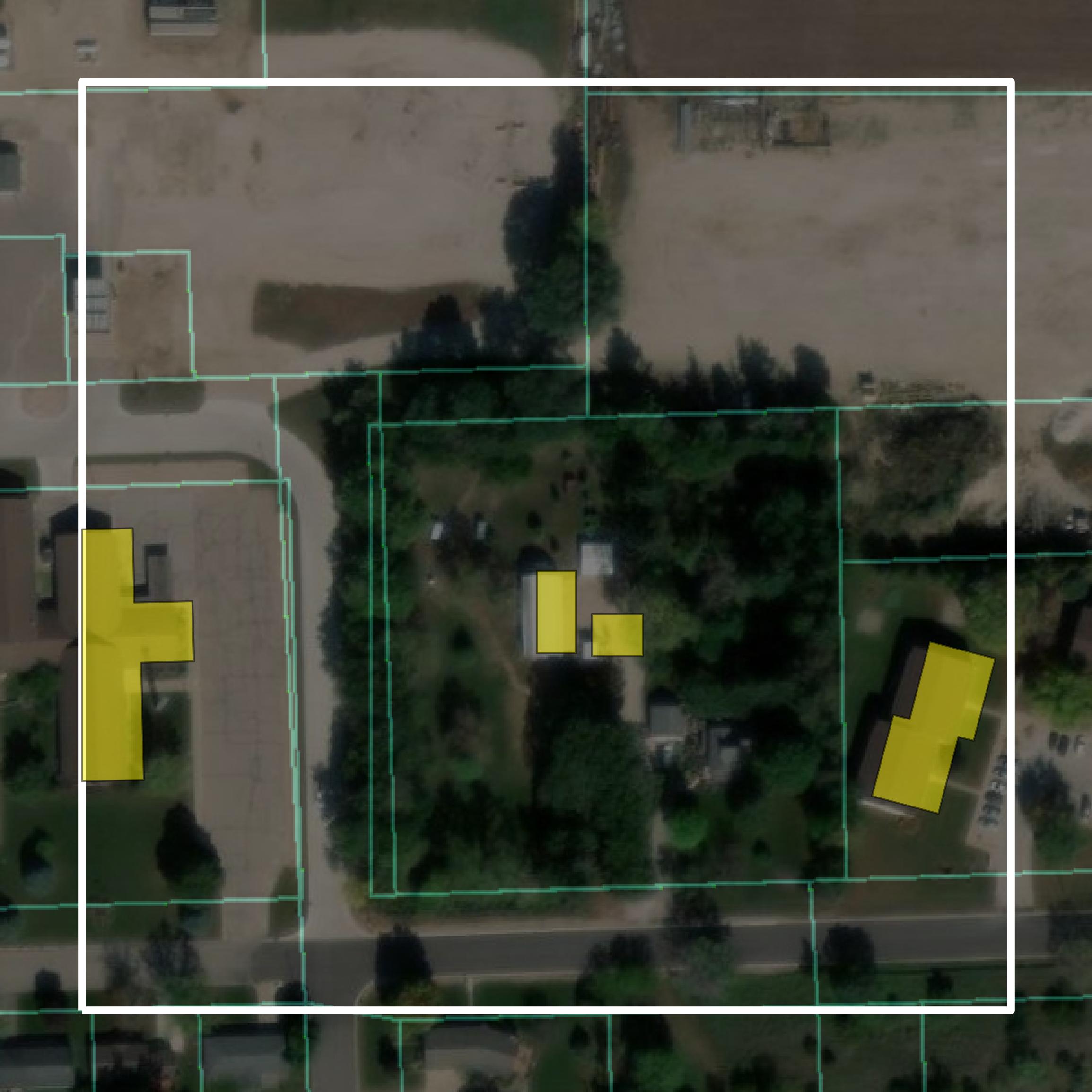 This image shows parcel and building data in Humboldt County created using GIS data in Equator.