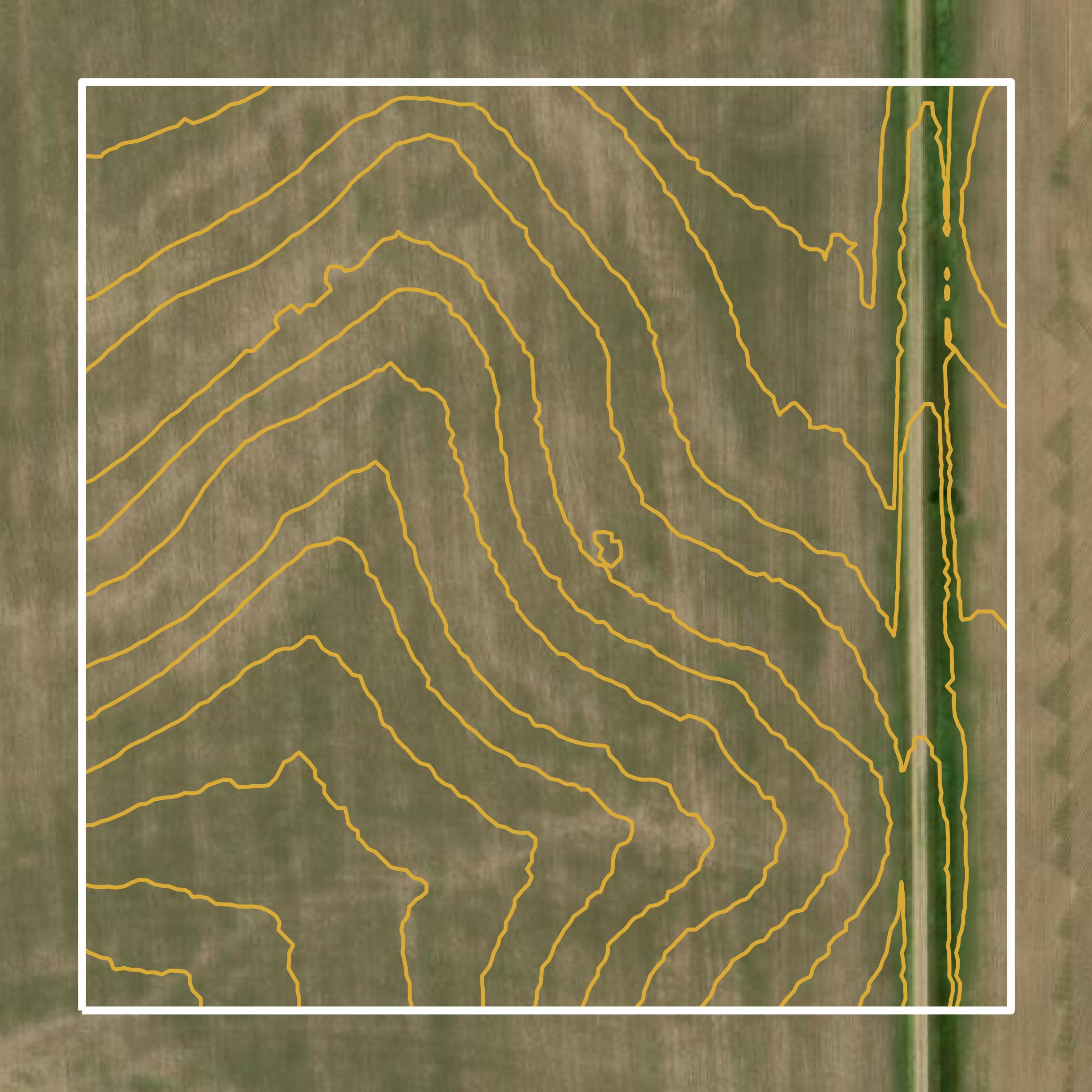 This image shows a contour map in Ida County created using GIS data in Equator.