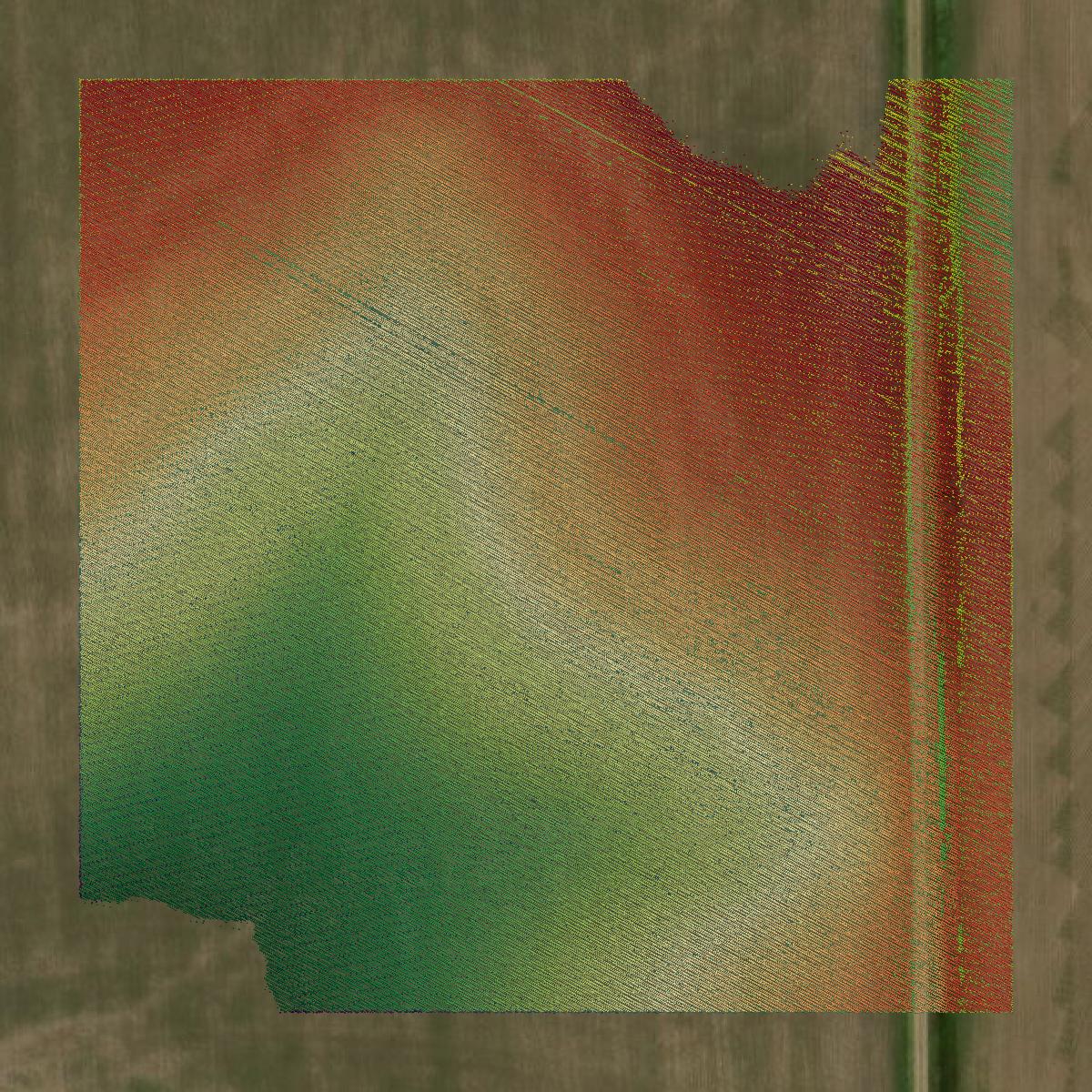 This image shows a LiDAR point cloud in Ida County created using GIS data in Equator.