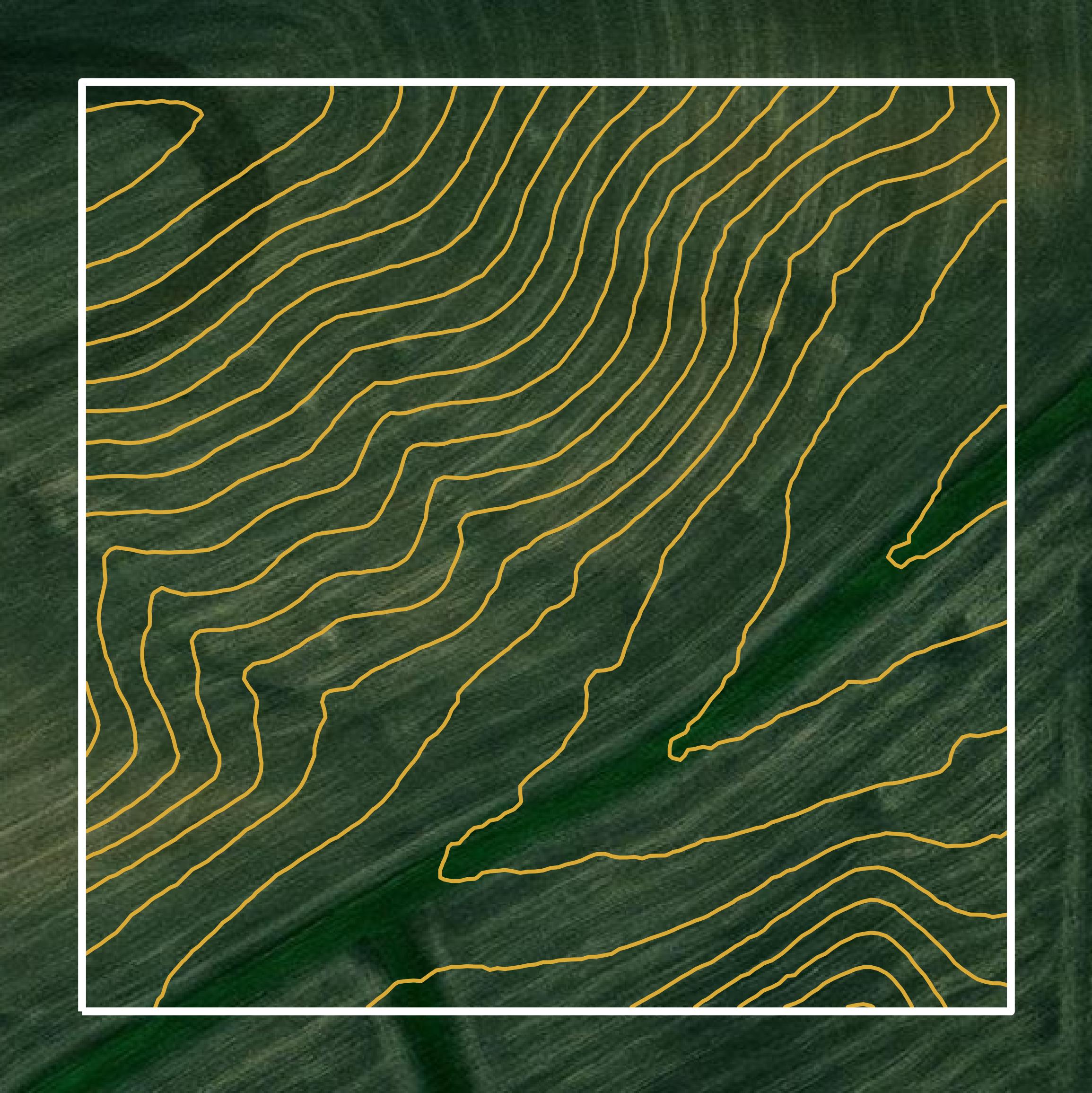 This image shows a contour map in Iowa County created using GIS data in Equator.