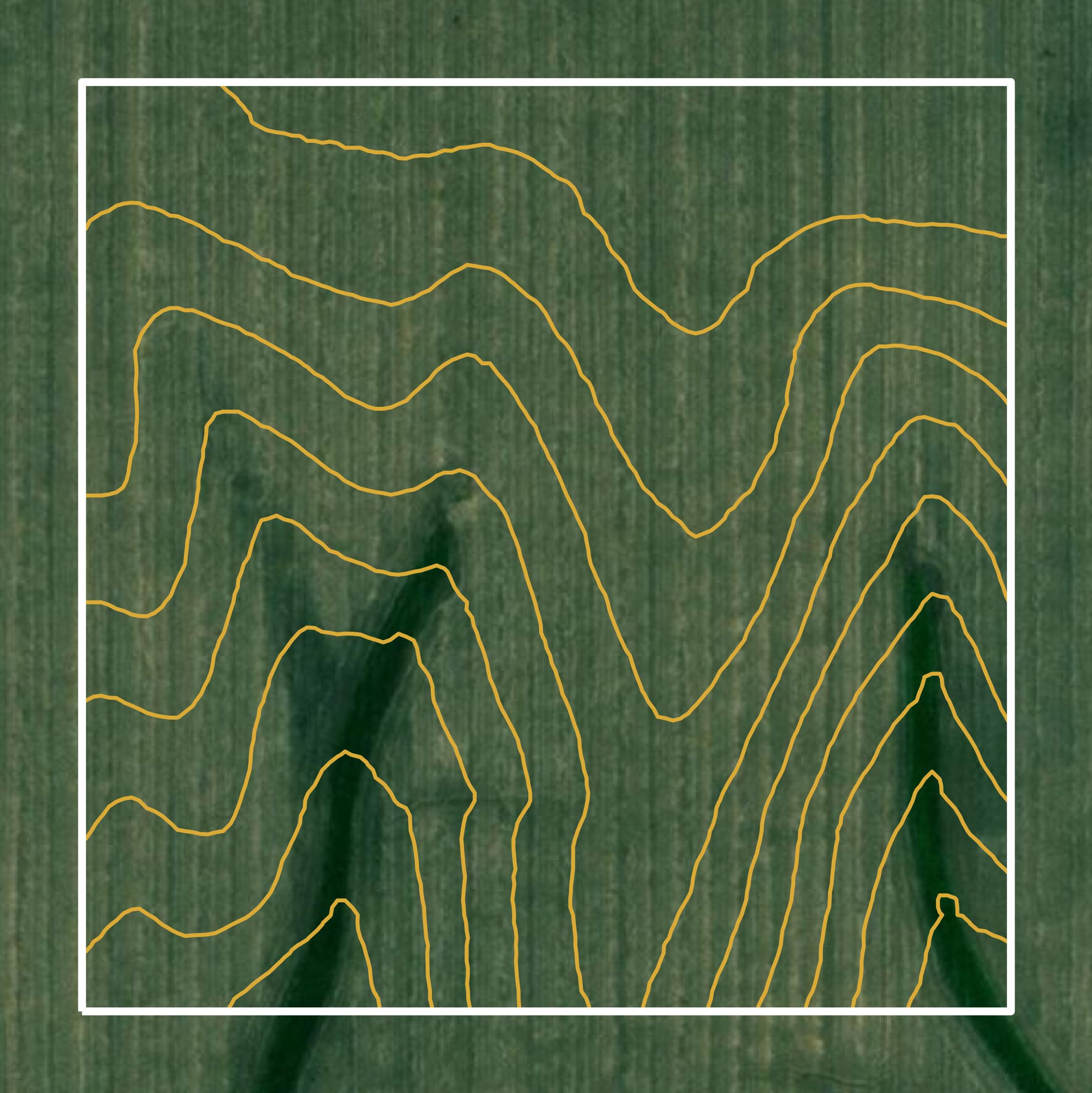 This image shows a contour map in Iowa County created using GIS data in Equator.