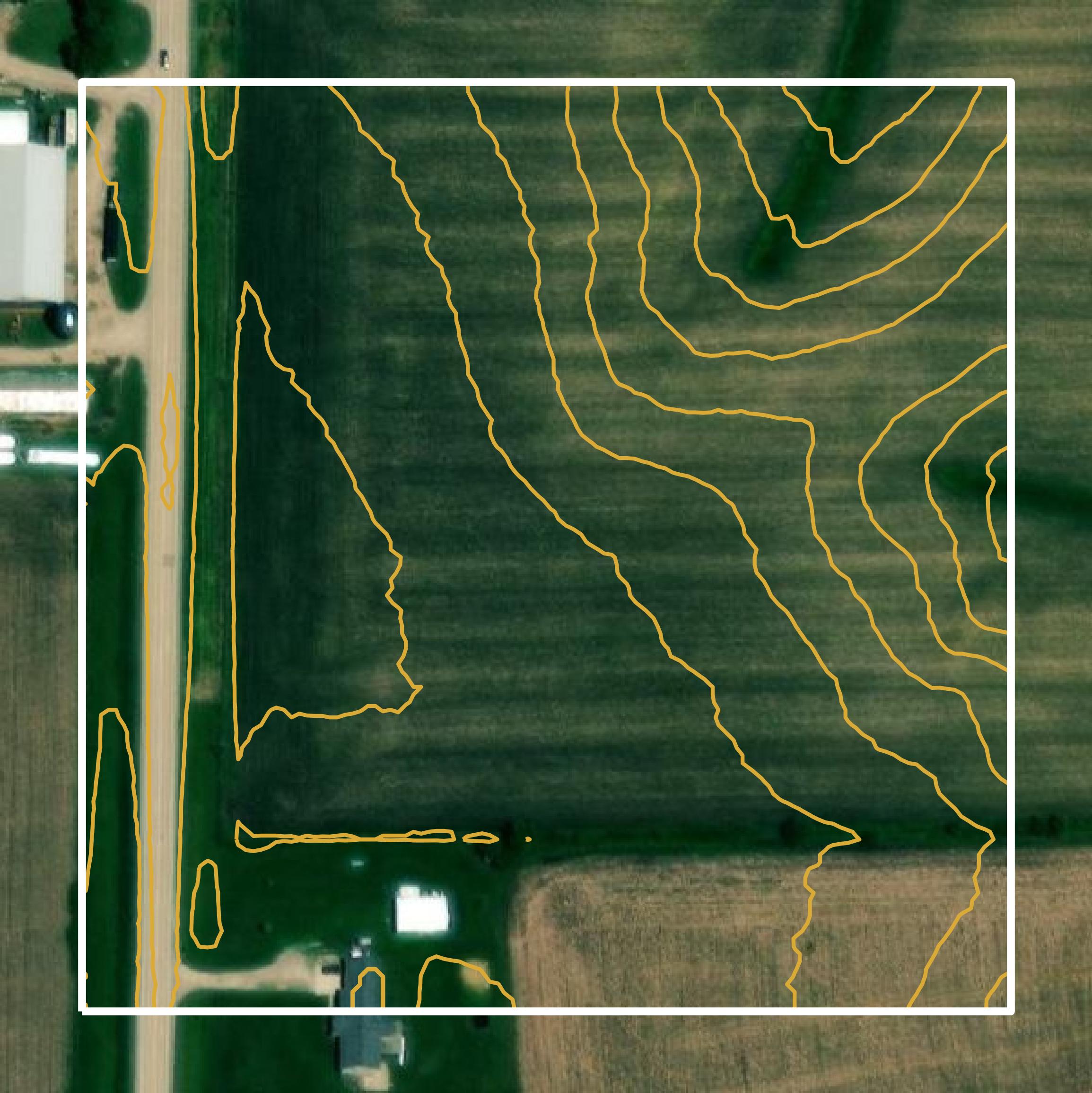 This image shows a contour map in Johnson County created using GIS data in Equator.