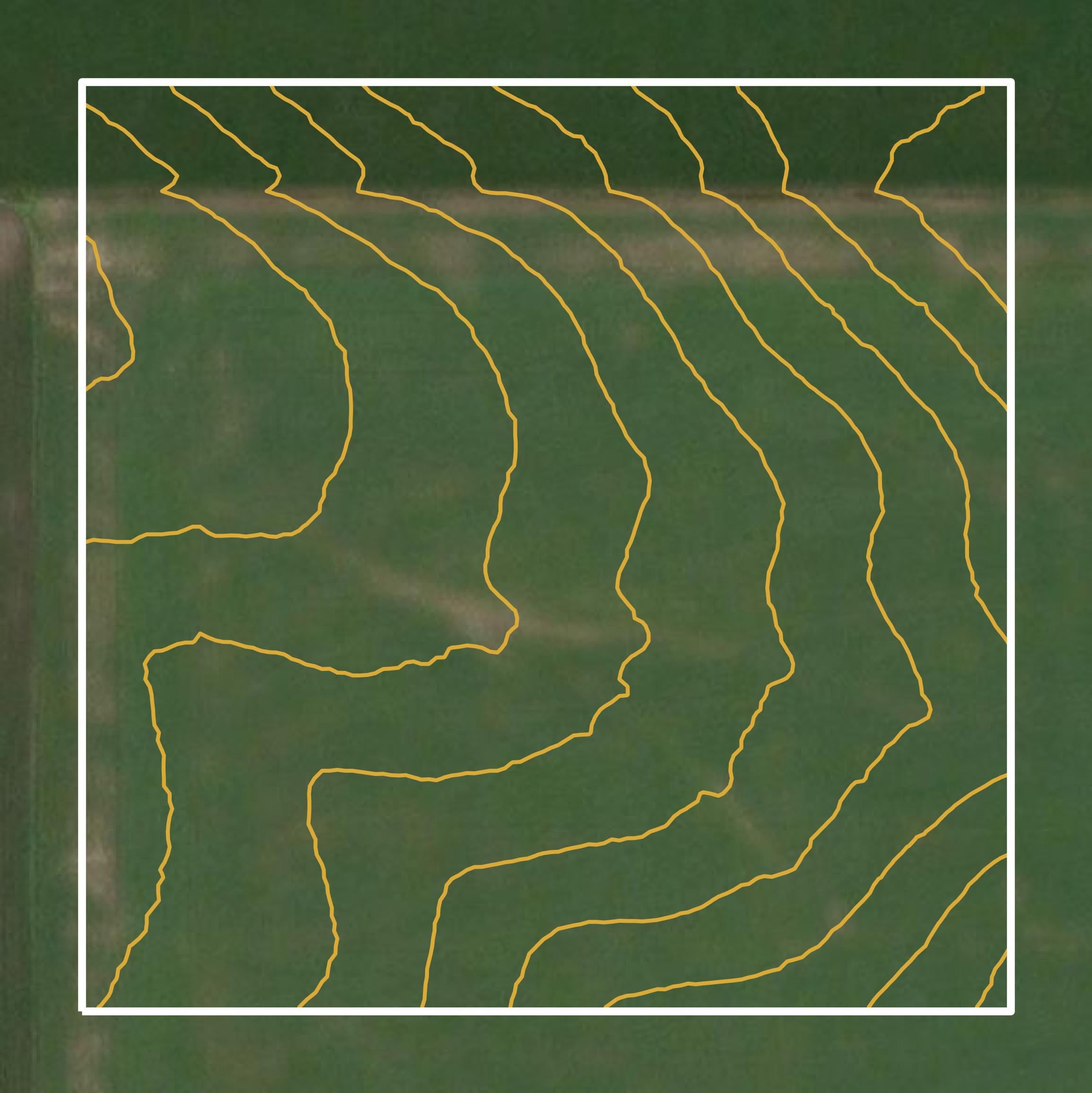 This image shows a contour map in Jones County created using GIS data in Equator.
