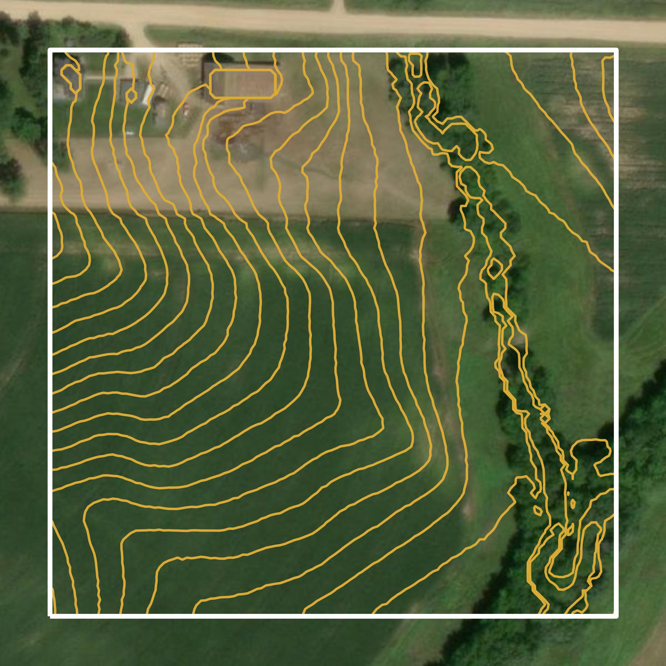 This image shows a contour map in Jones County created using GIS data in Equator.