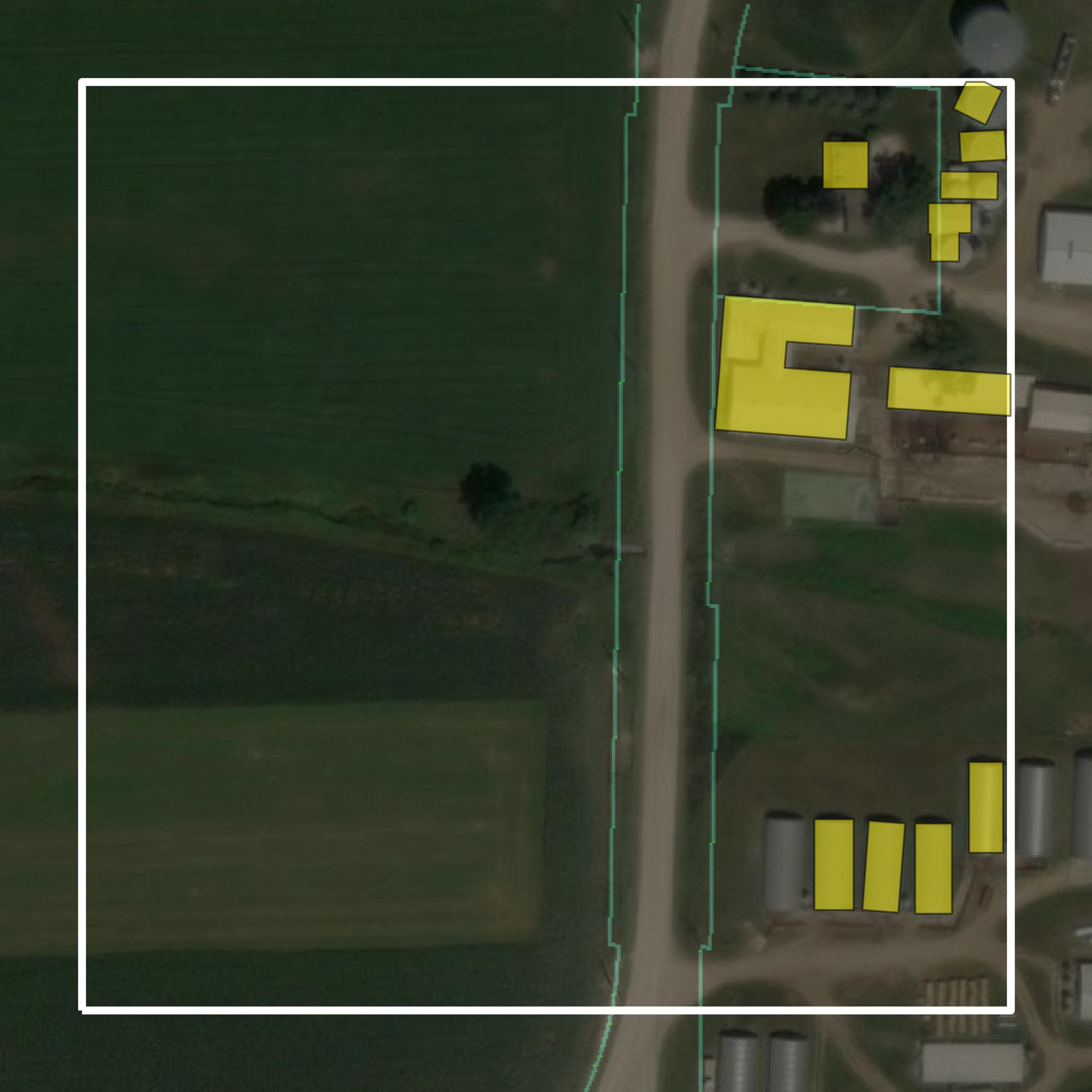 This image shows parcel and building data in Jones County created using GIS data in Equator.