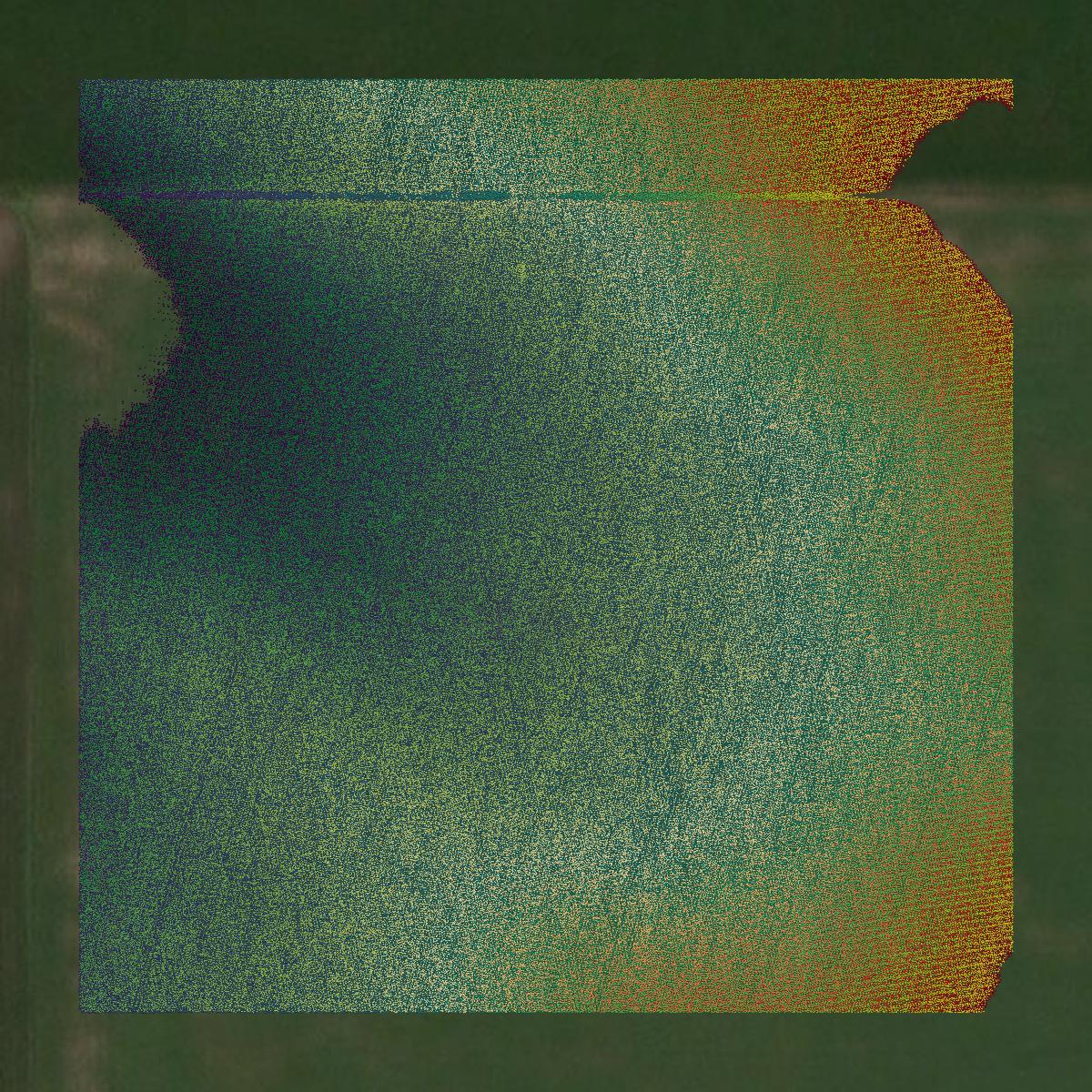 This image shows a LiDAR point cloud in Jones County created using GIS data in Equator.