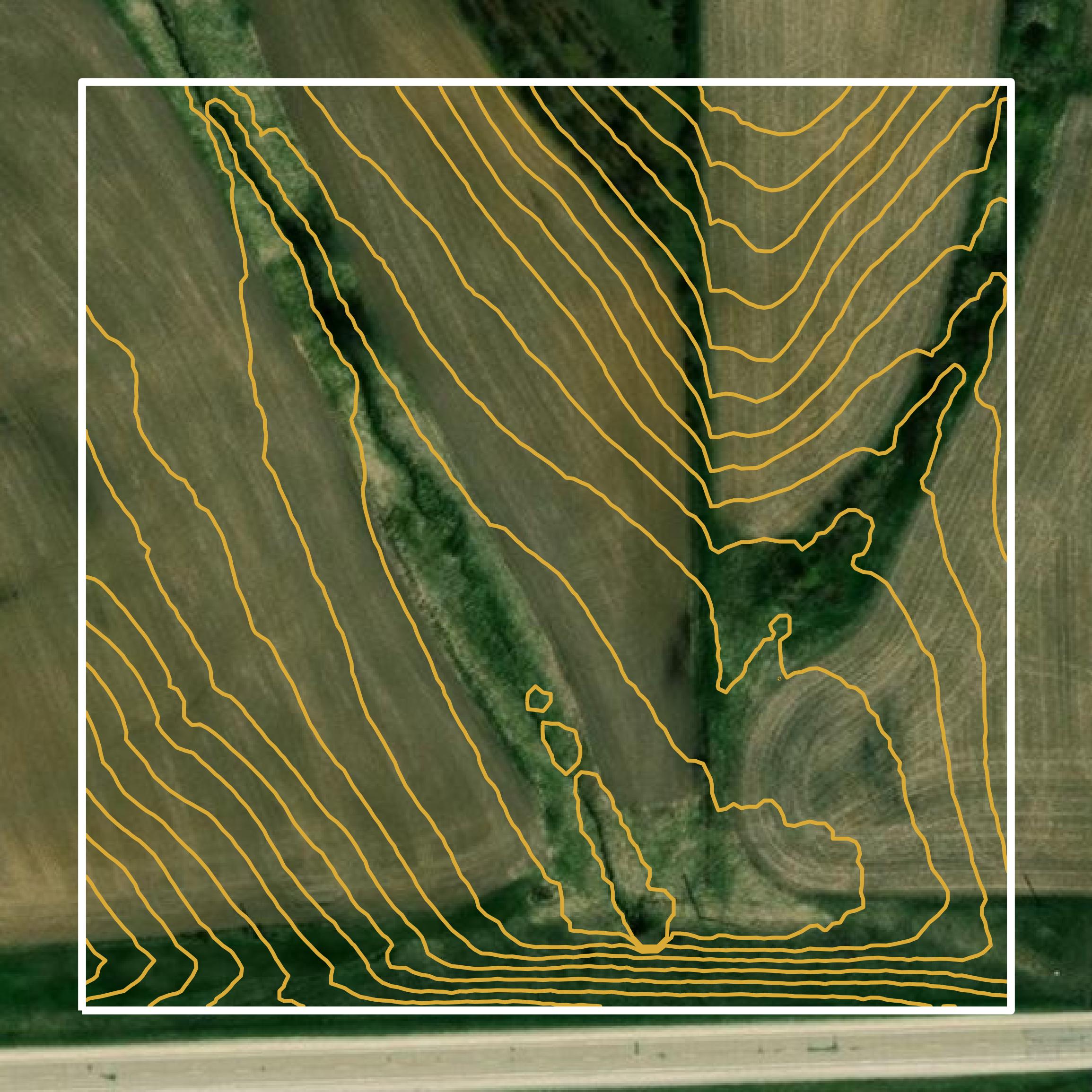 This image shows a contour map in Keokuk County created using GIS data in Equator.