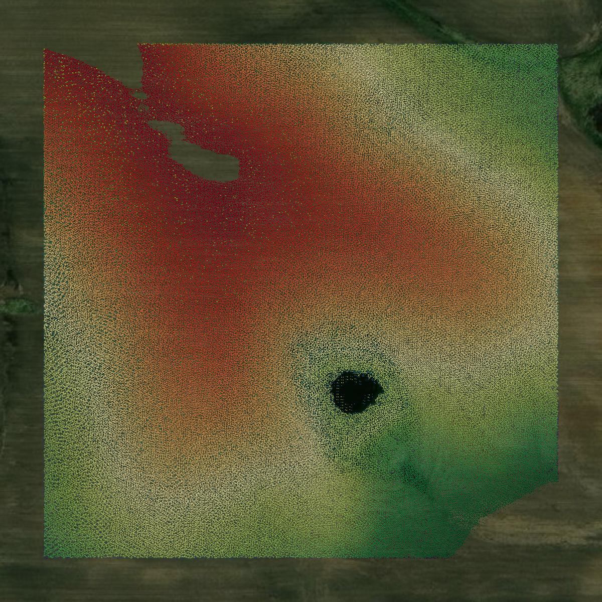 This image shows a LiDAR point cloud in Keokuk County created using GIS data in Equator.