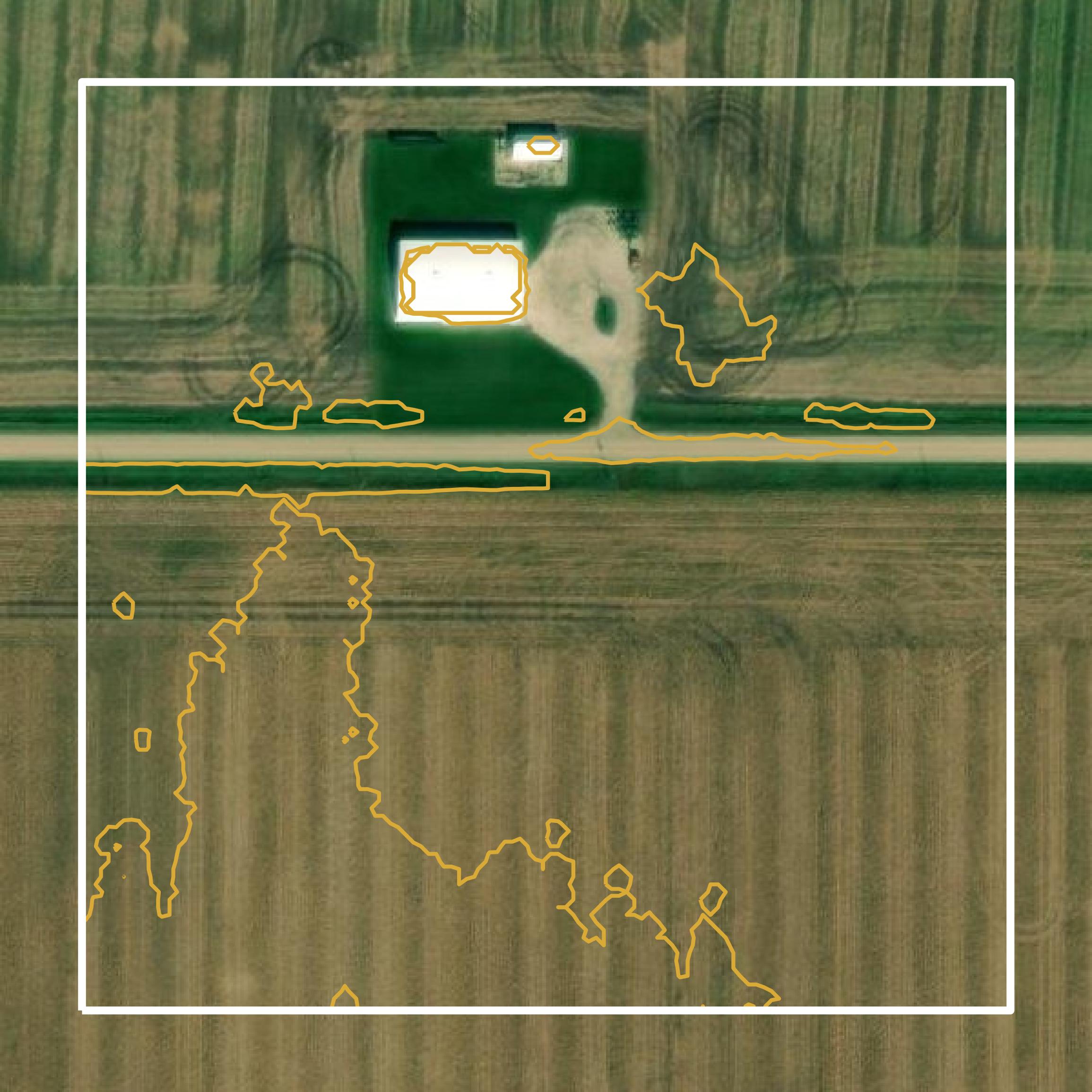 This image shows a contour map in Kossuth County created using GIS data in Equator.