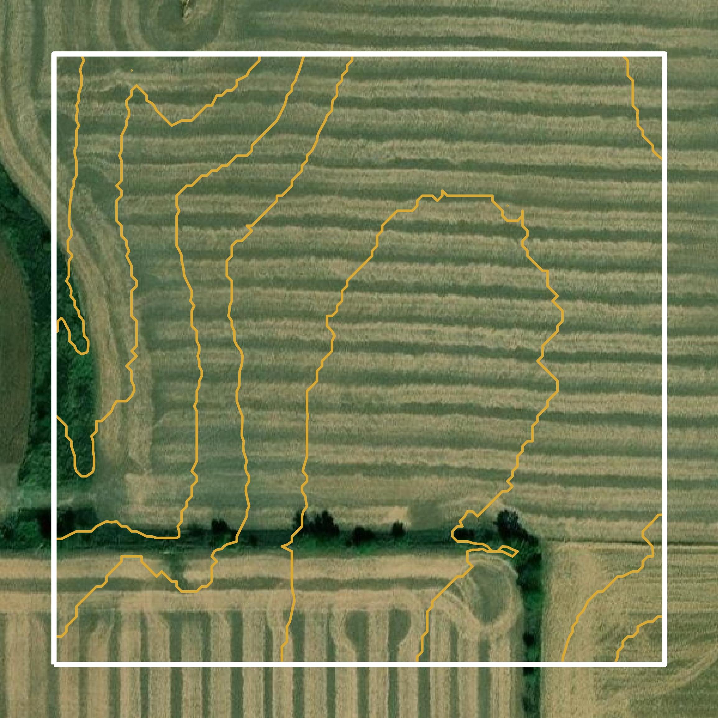 This image shows a contour map in Lucas County created using GIS data in Equator.