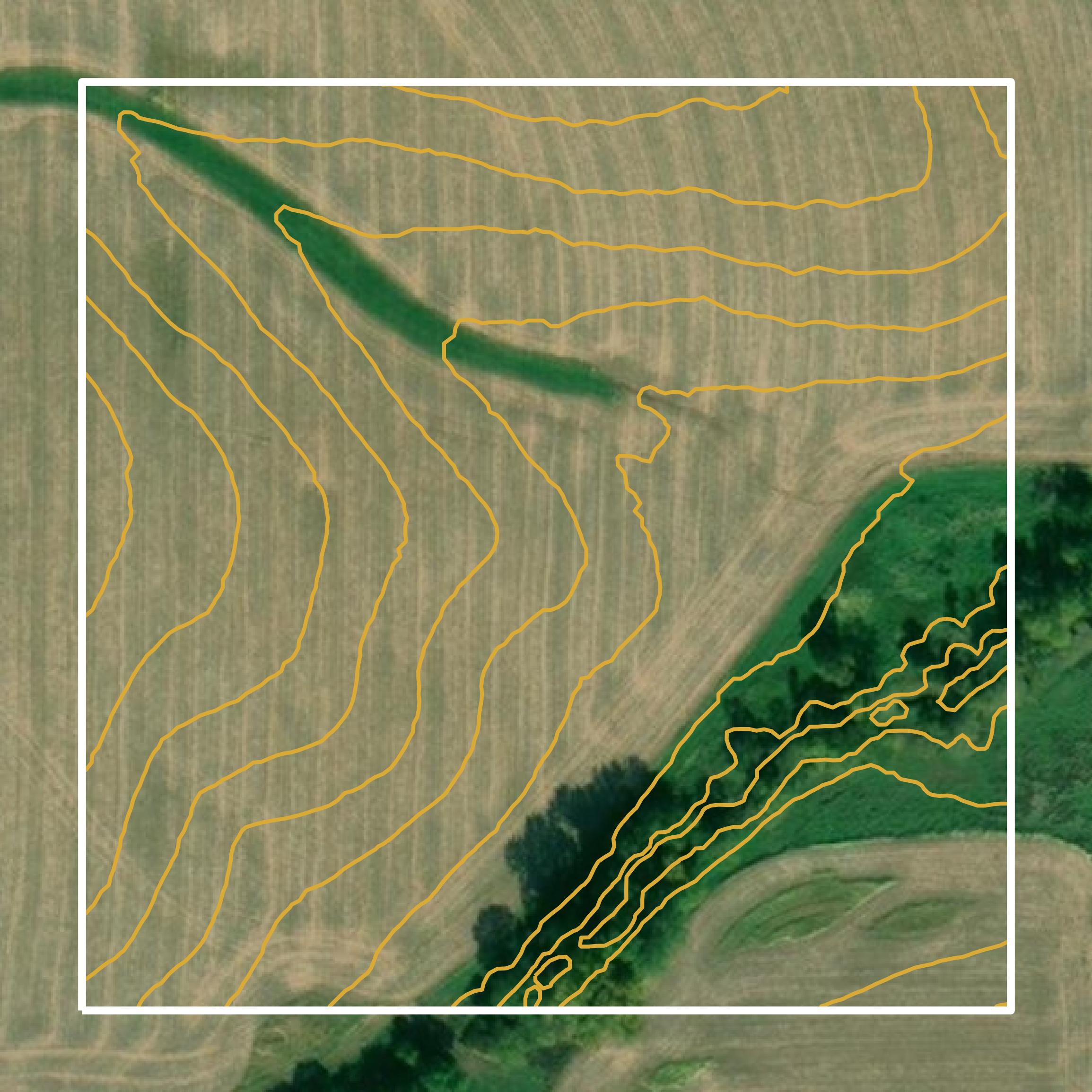 This image shows a contour map in Madison County created using GIS data in Equator.