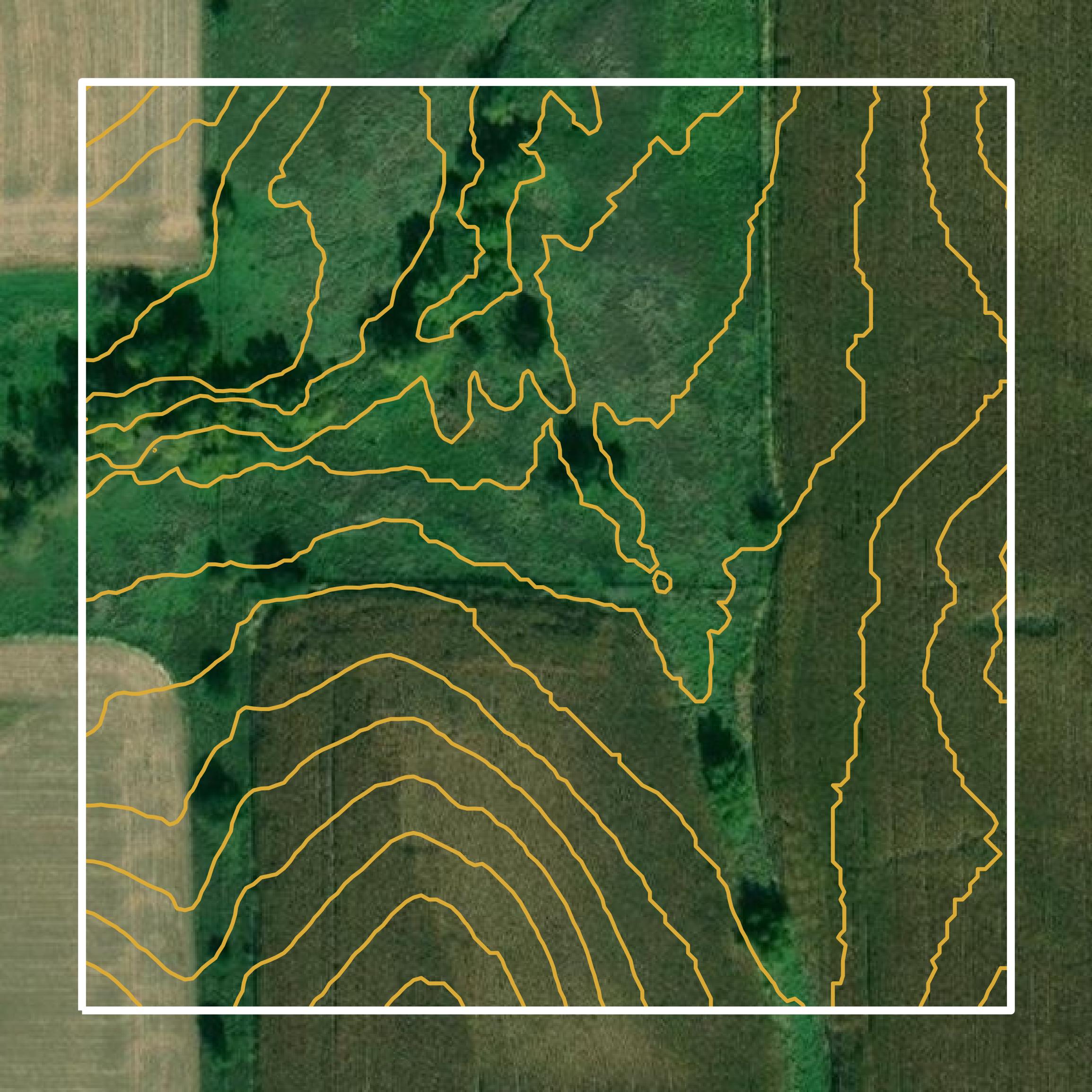 This image shows a contour map in Madison County created using GIS data in Equator.