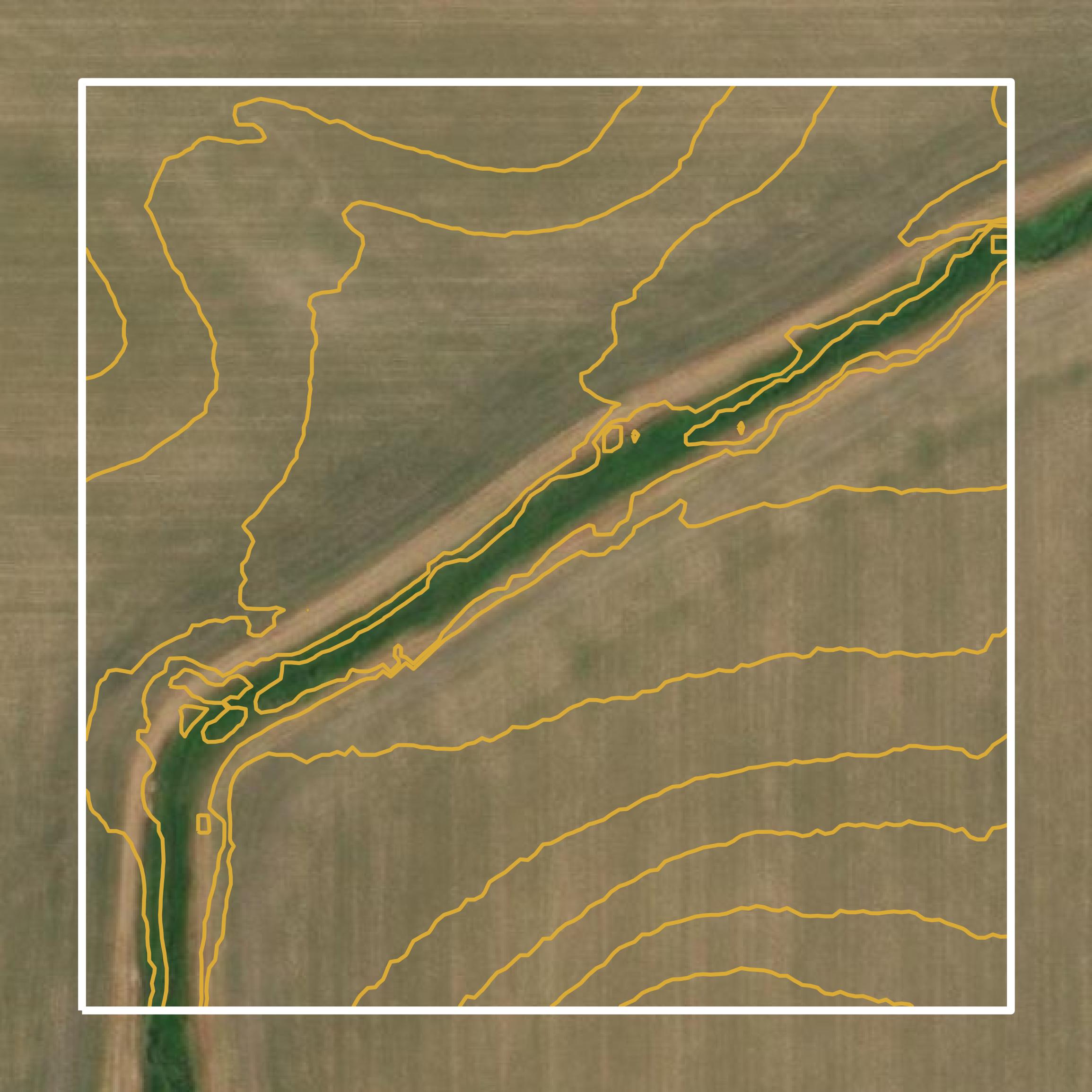 This image shows a contour map in Mahaska County created using GIS data in Equator.