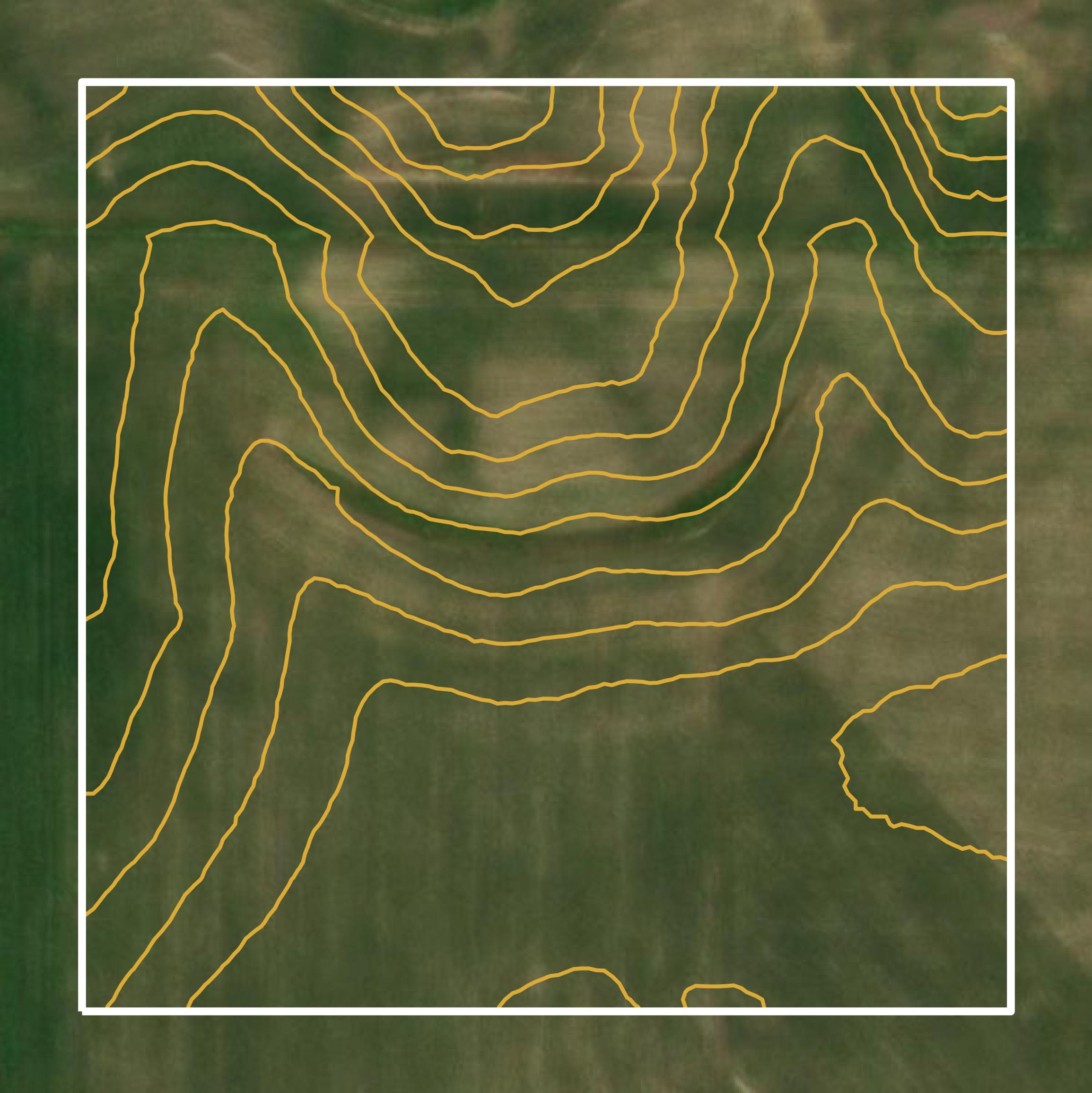 This image shows a contour map in Mahaska County created using GIS data in Equator.