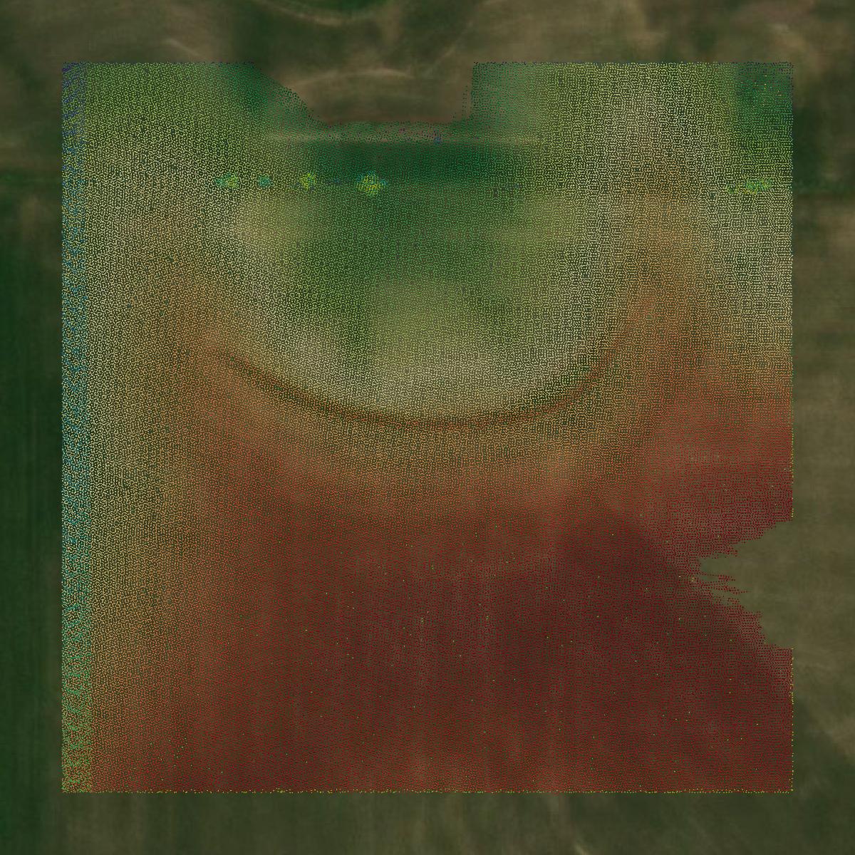 This image shows a LiDAR point cloud in Mahaska County created using GIS data in Equator.