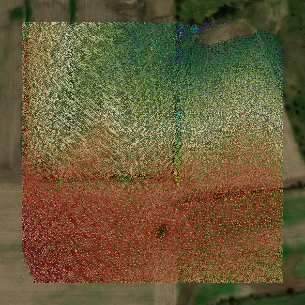 This image shows a LiDAR point cloud in Marion County created using GIS data in Equator.