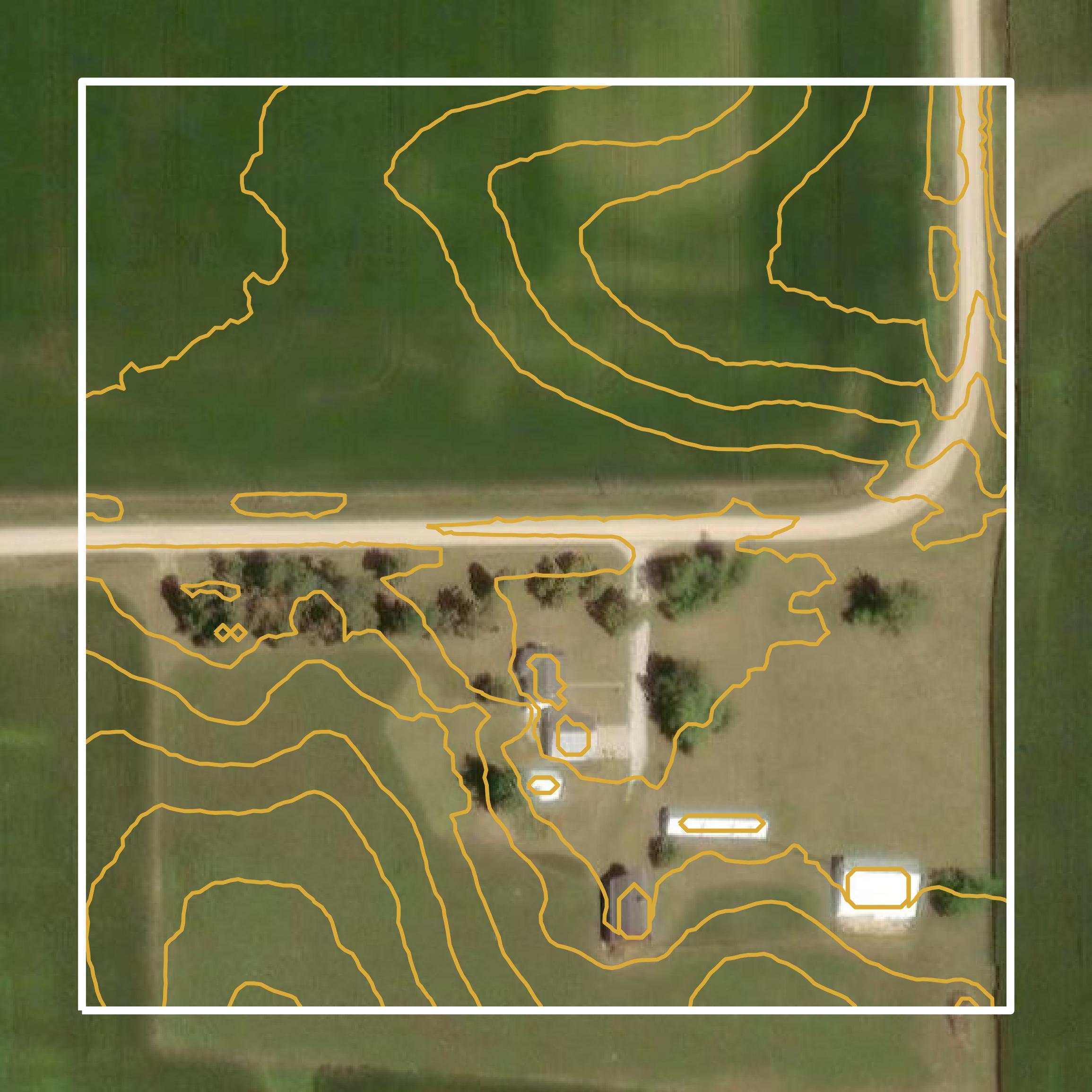 This image shows a contour map in Marshall County created using GIS data in Equator.