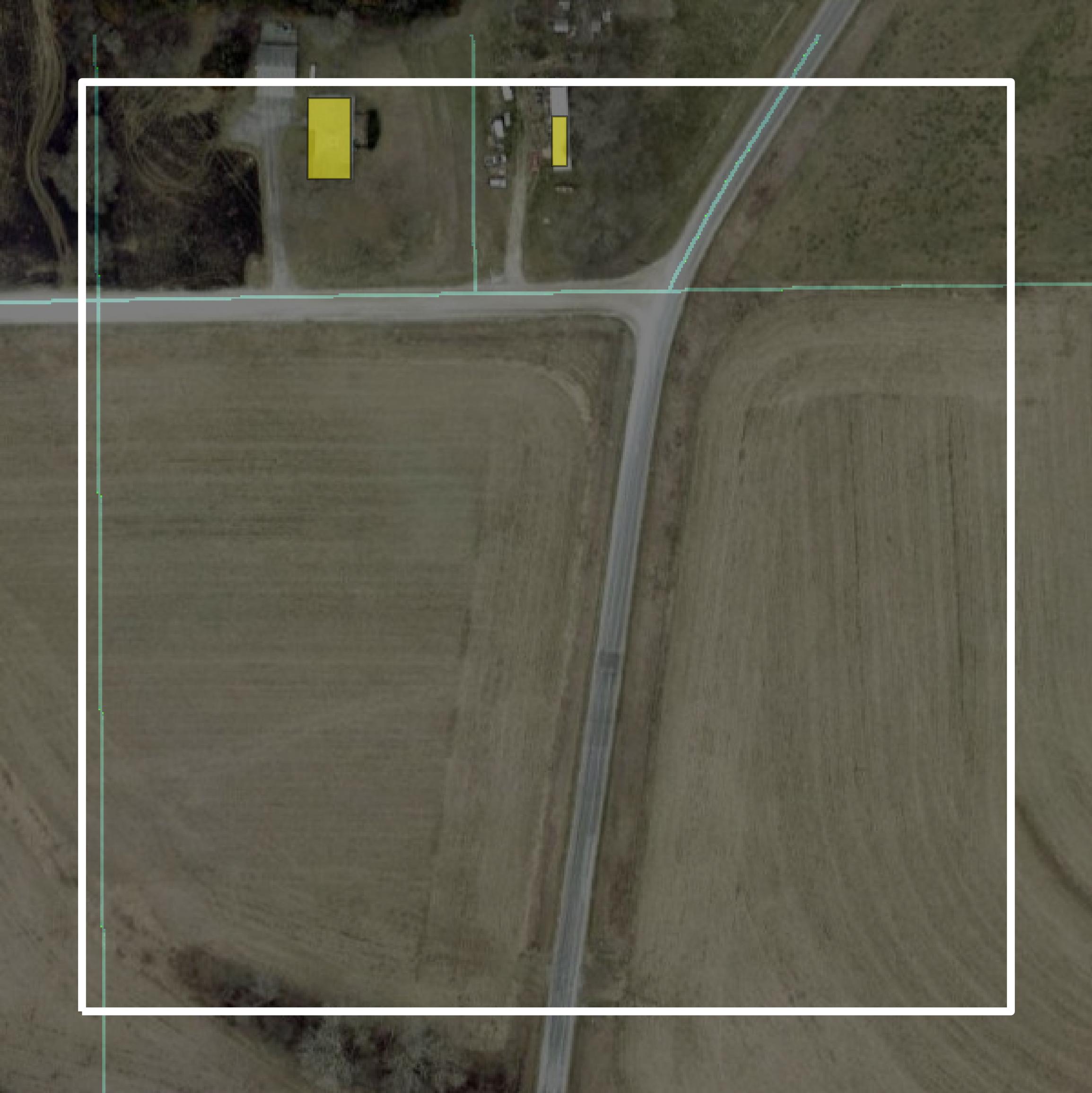 This image shows parcel and building data in Mills County created using GIS data in Equator.