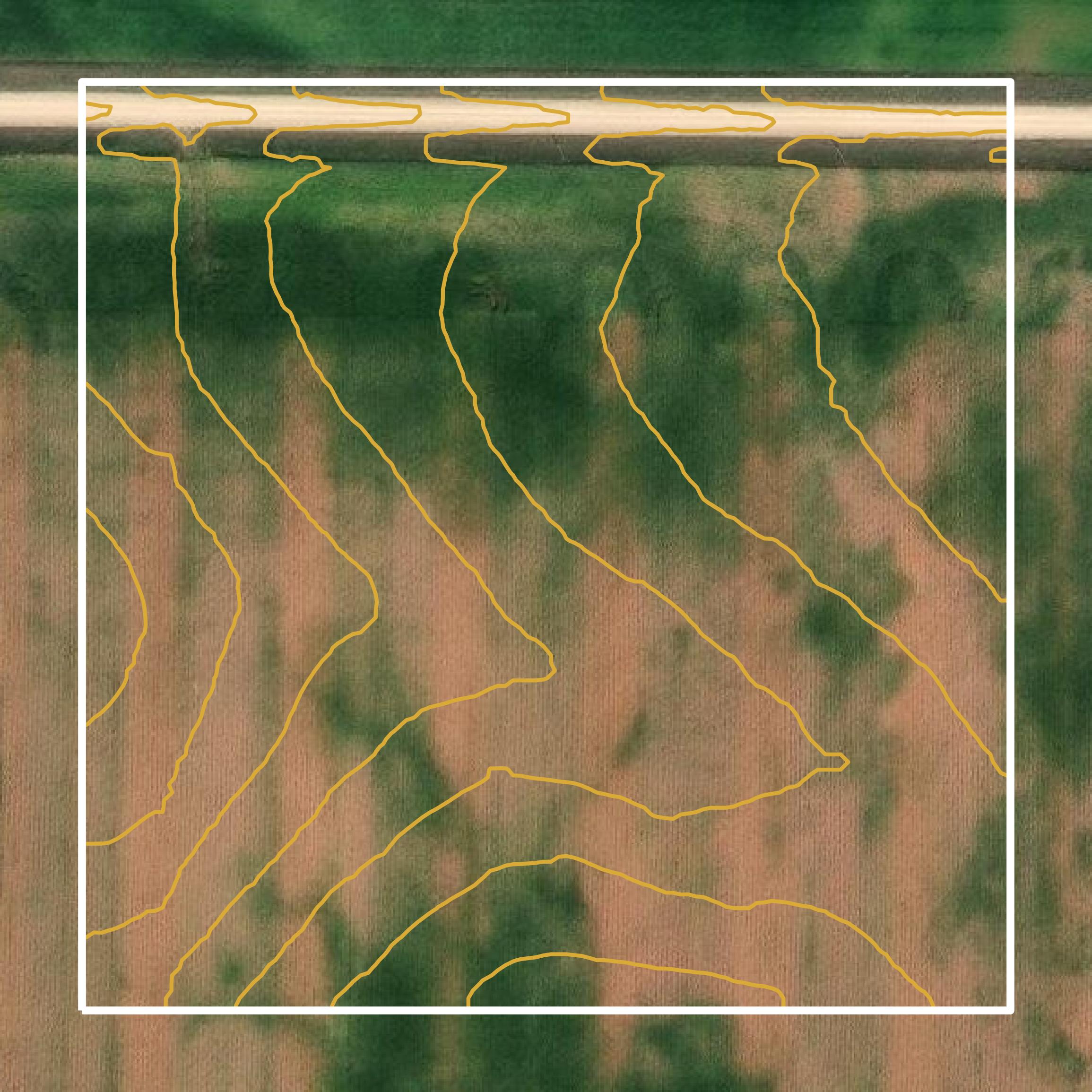 This image shows a contour map in Mitchell County created using GIS data in Equator.