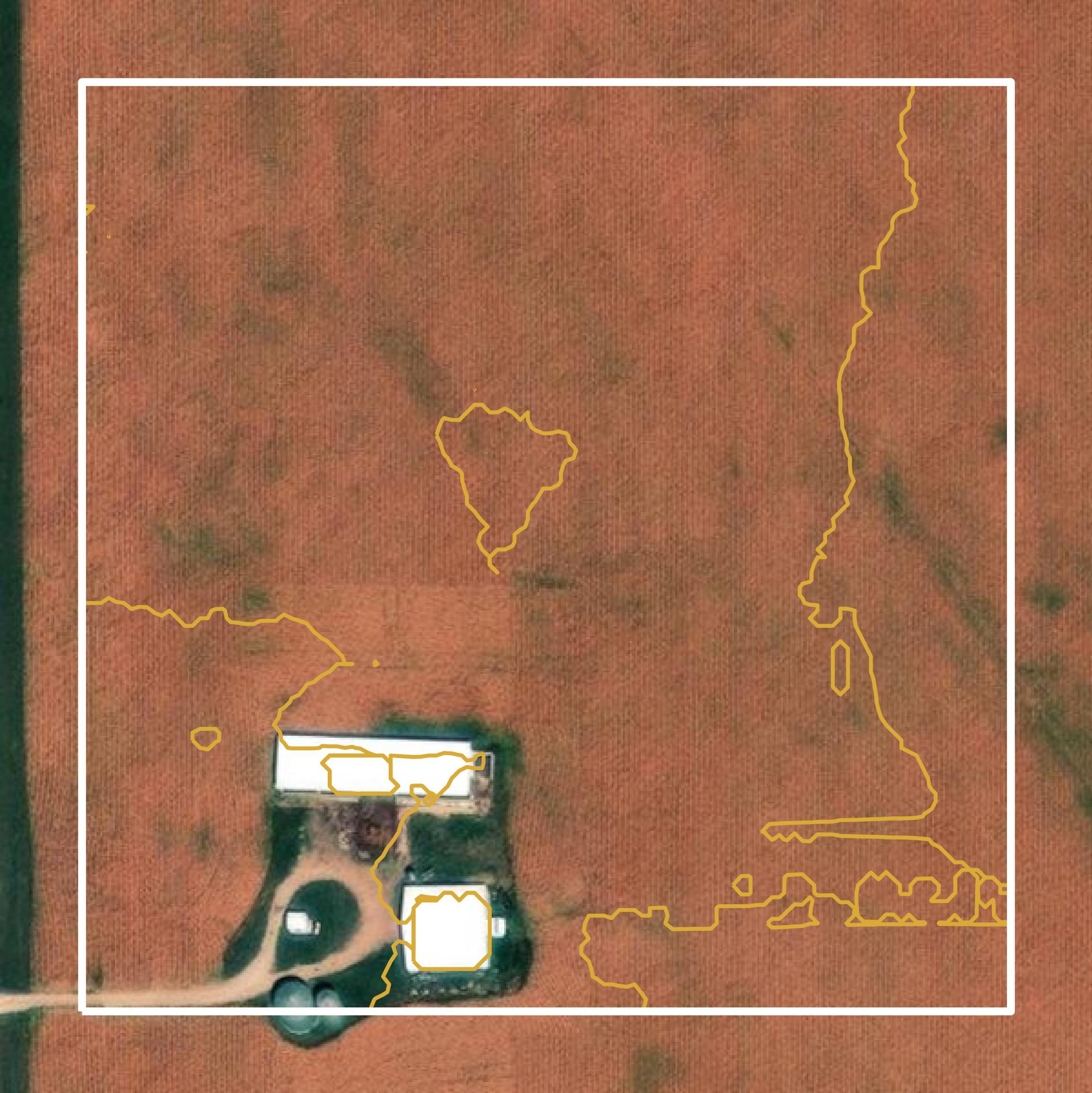 This image shows a contour map in Mitchell County created using GIS data in Equator.