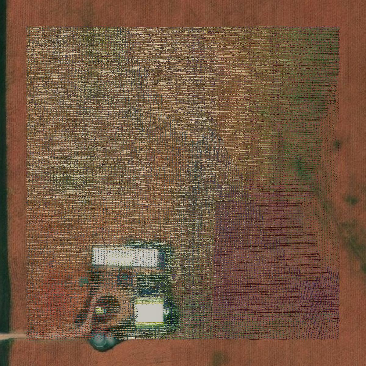 This image shows a LiDAR point cloud in Mitchell County created using GIS data in Equator.