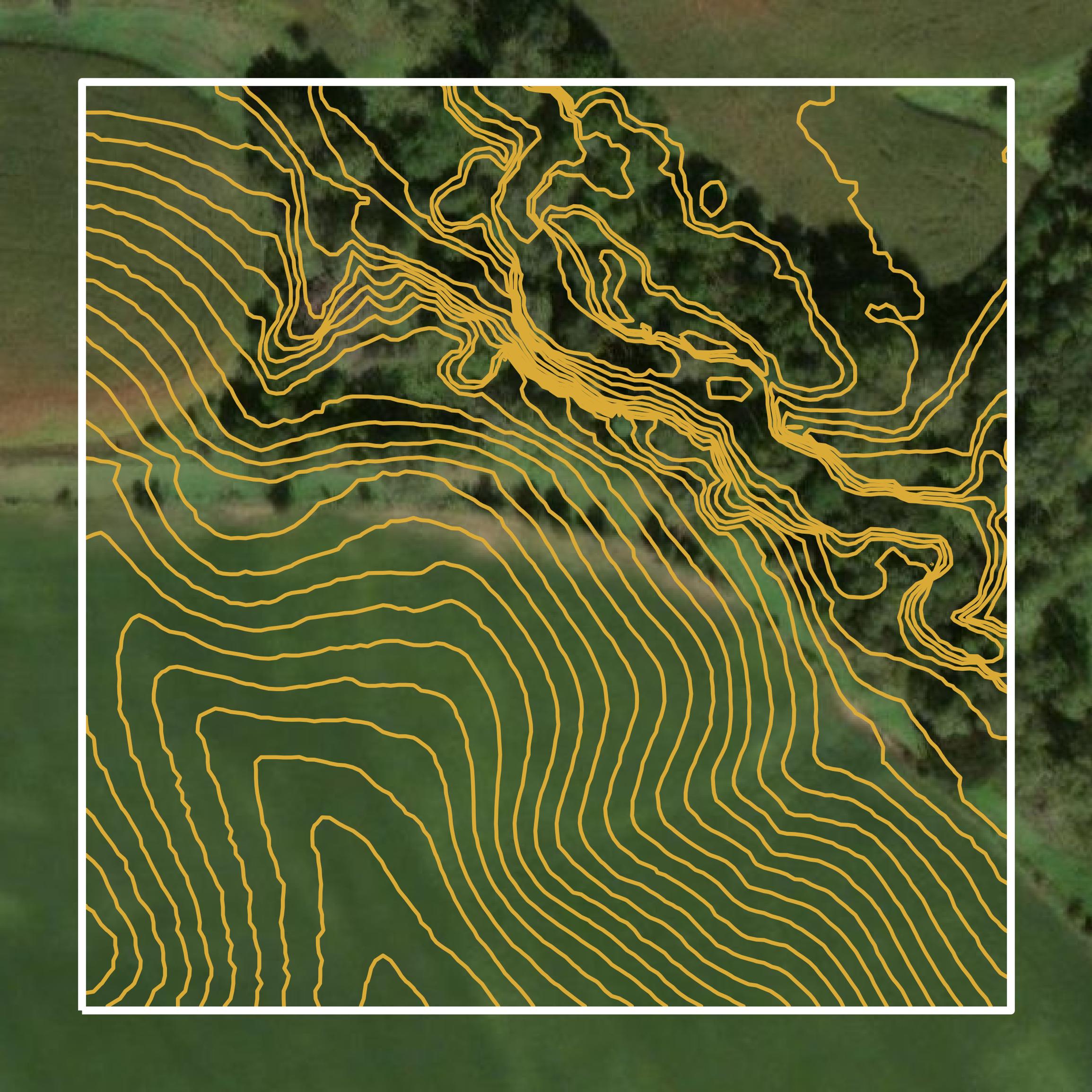 This image shows a contour map in Monona County created using GIS data in Equator.