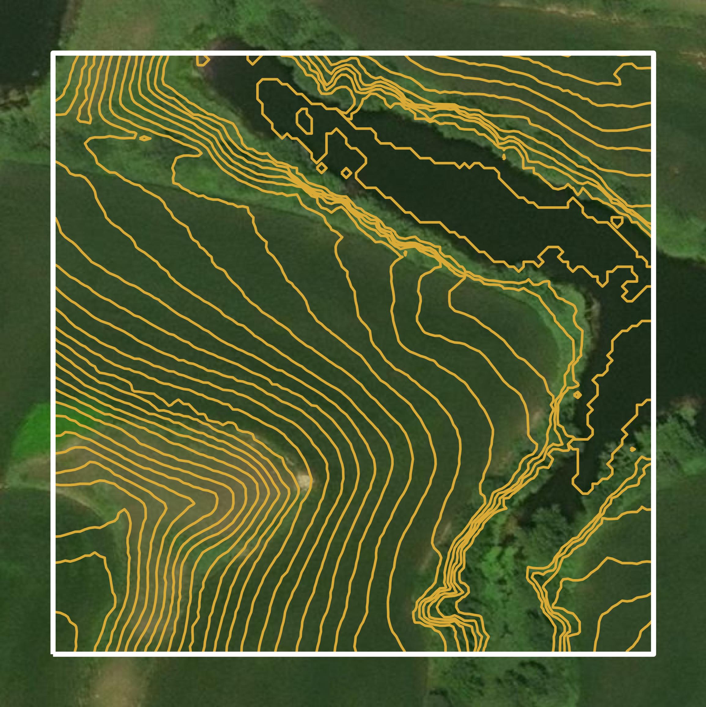 This image shows a contour map in Monona County created using GIS data in Equator.