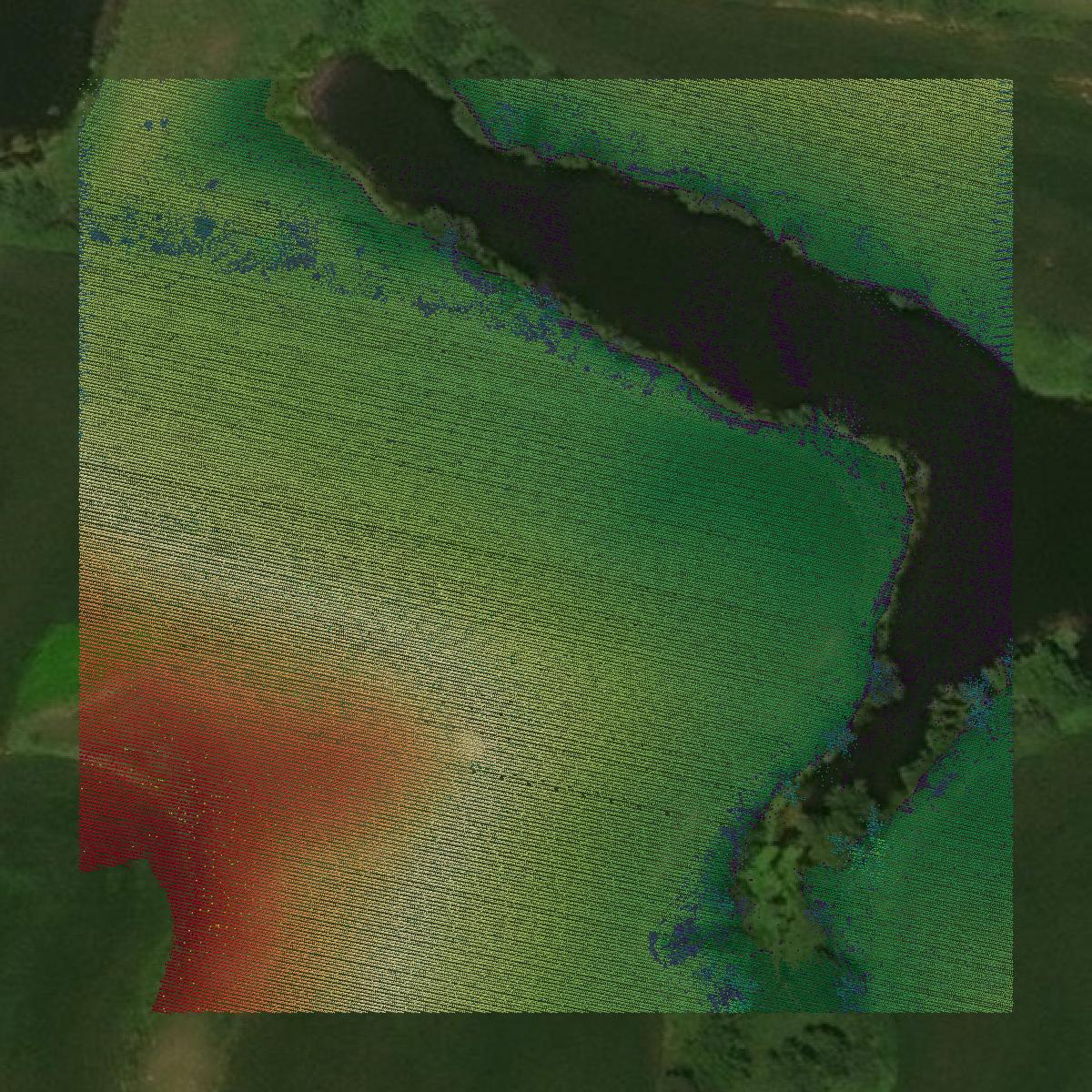This image shows a LiDAR point cloud in Monona County created using GIS data in Equator.