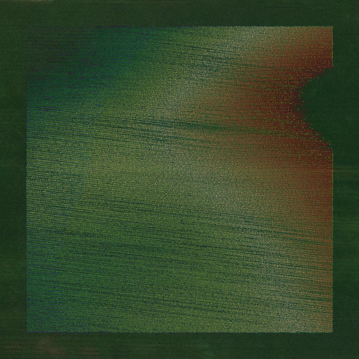 This image shows a LiDAR point cloud in O'Brien County created using GIS data in Equator.