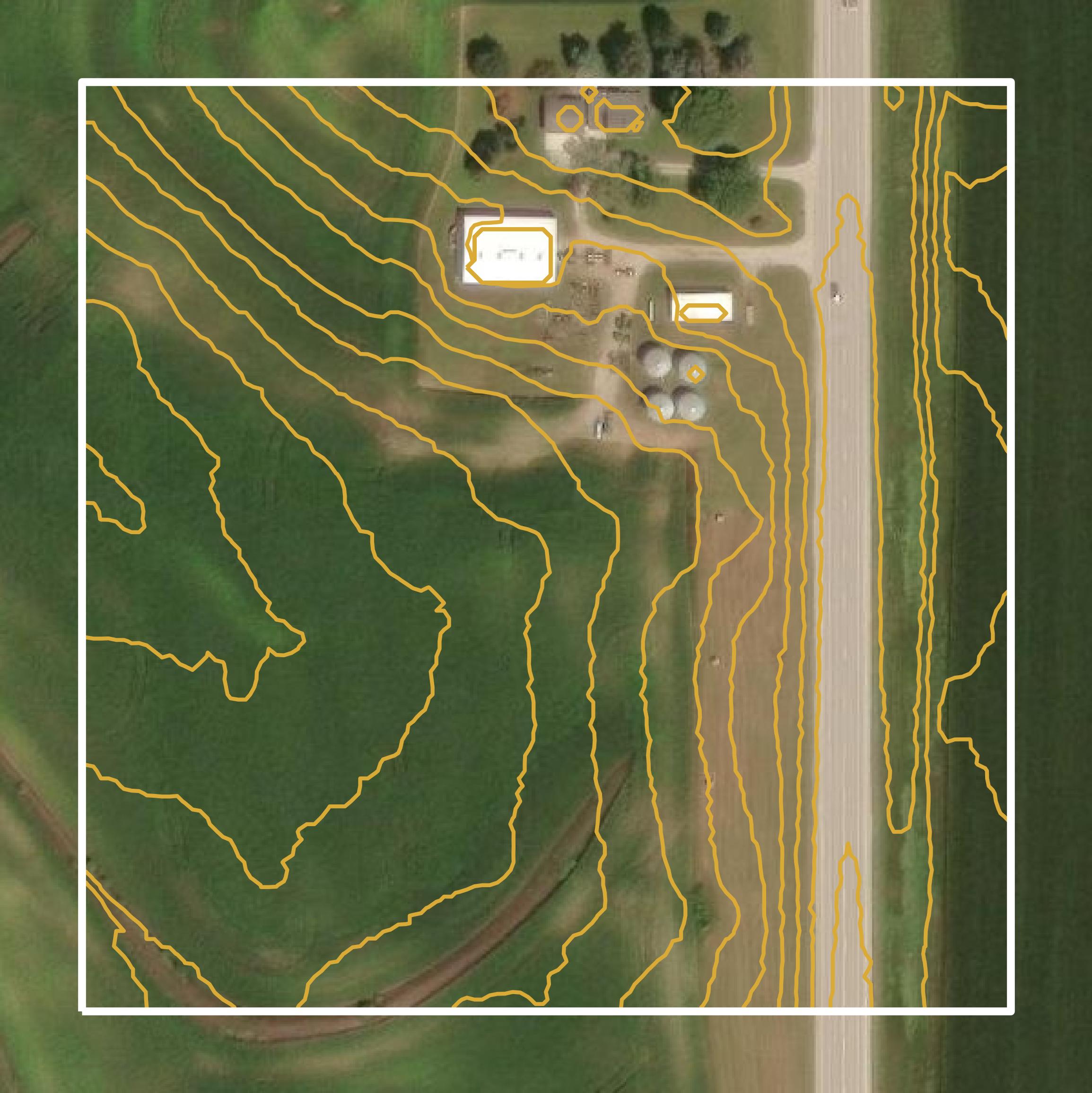 This image shows a contour map in Page County created using GIS data in Equator.