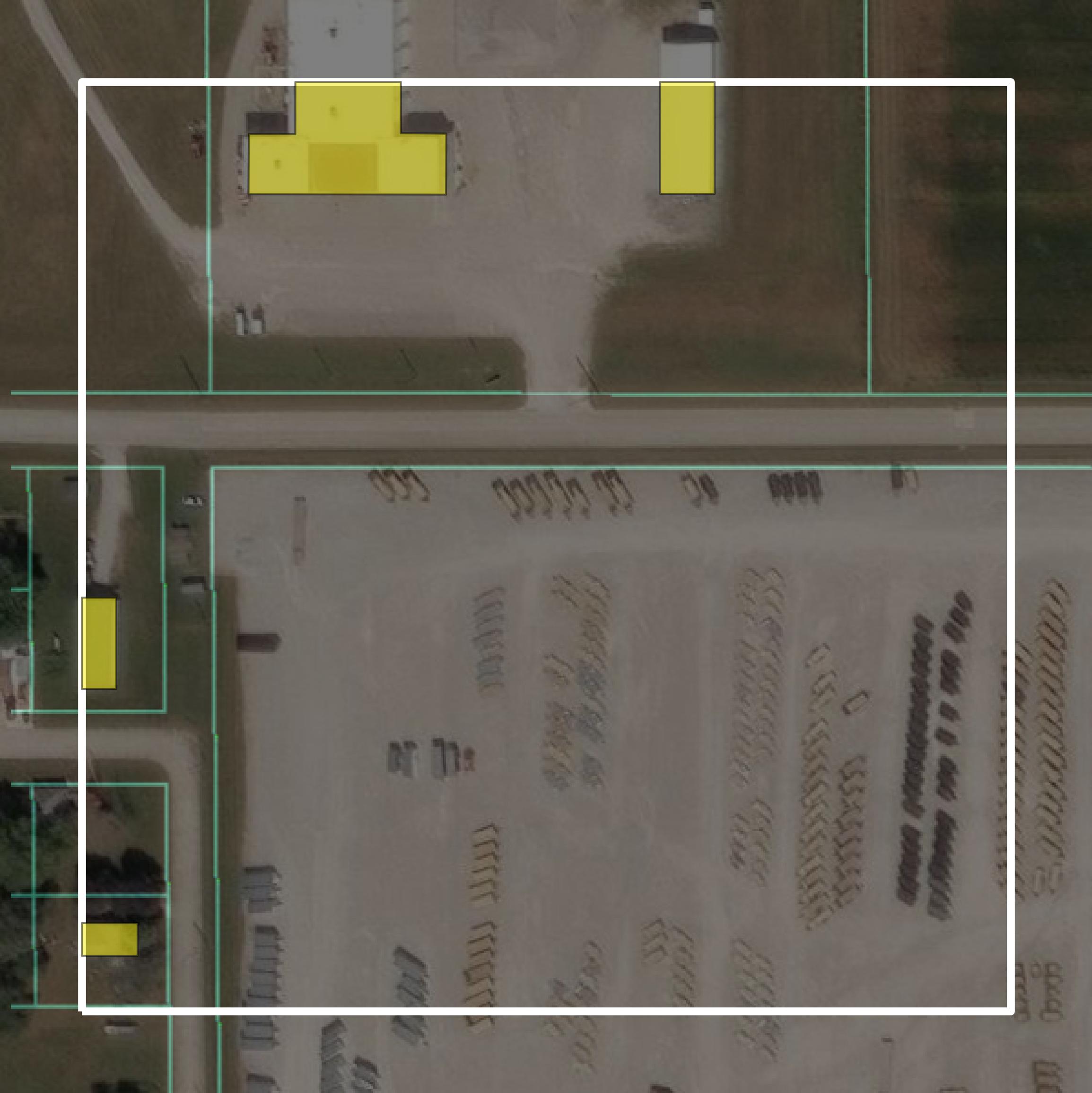 This image shows parcel and building data in Page County created using GIS data in Equator.