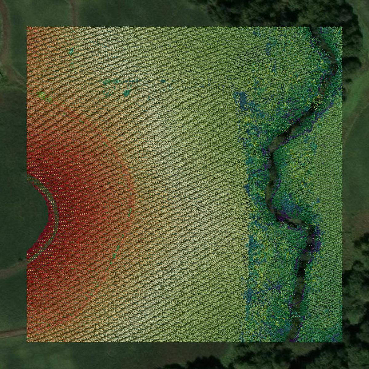 This image shows a LiDAR point cloud in Page County created using GIS data in Equator.