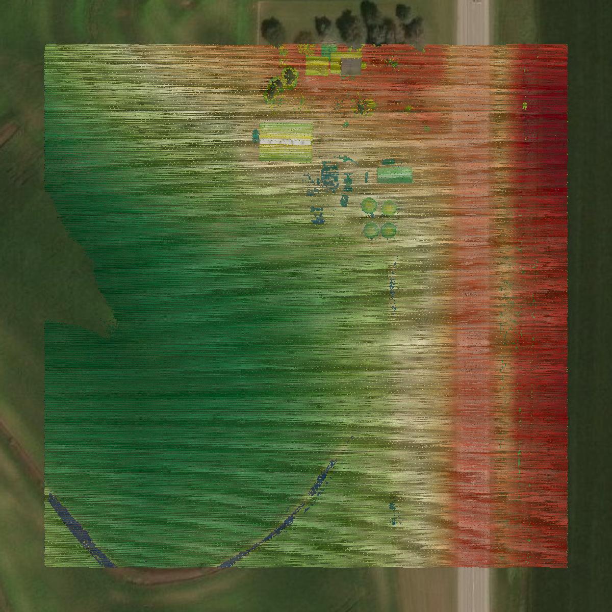 This image shows a LiDAR point cloud in Page County created using GIS data in Equator.