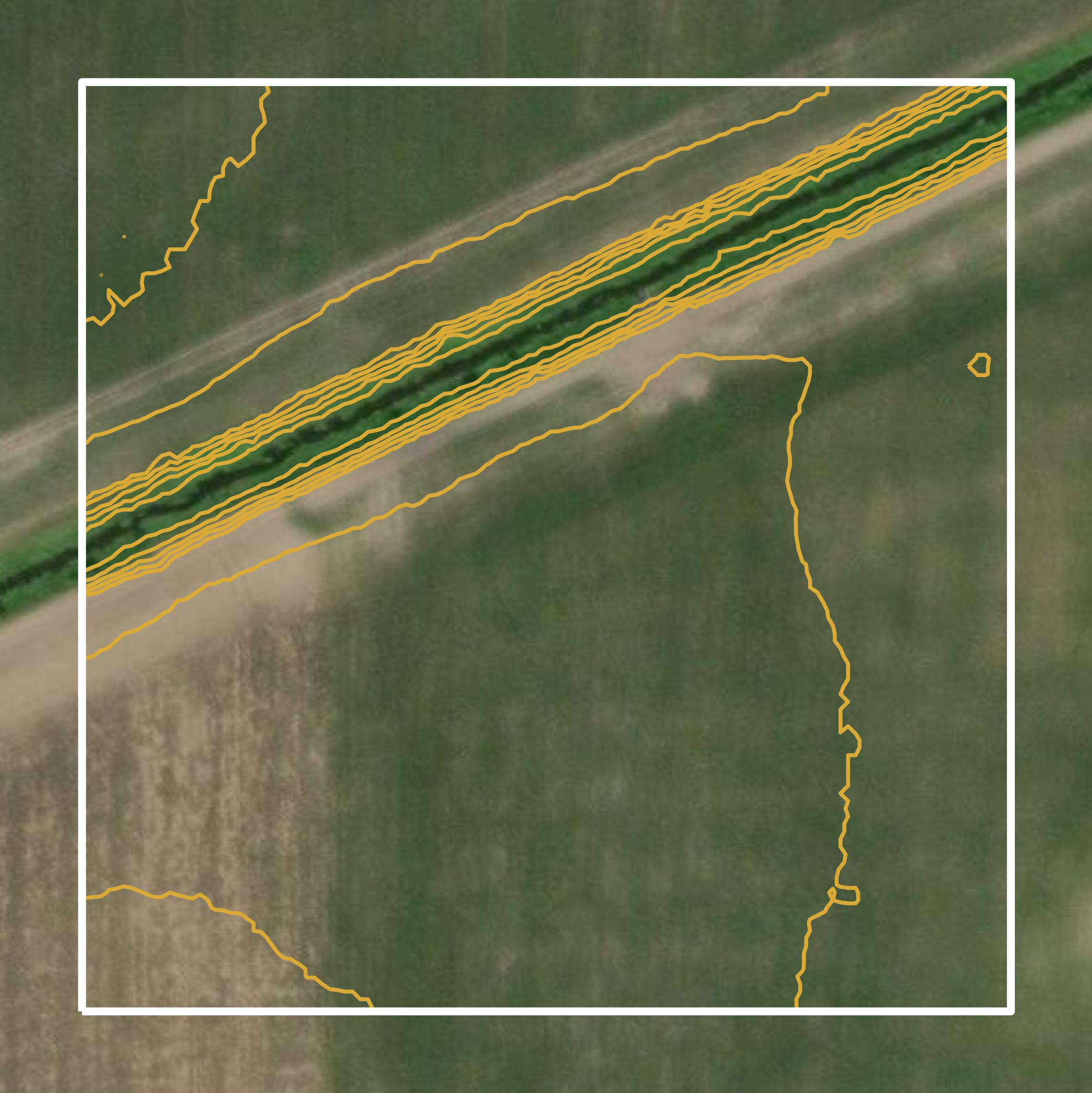 This image shows a contour map in Pocahontas County created using GIS data in Equator.