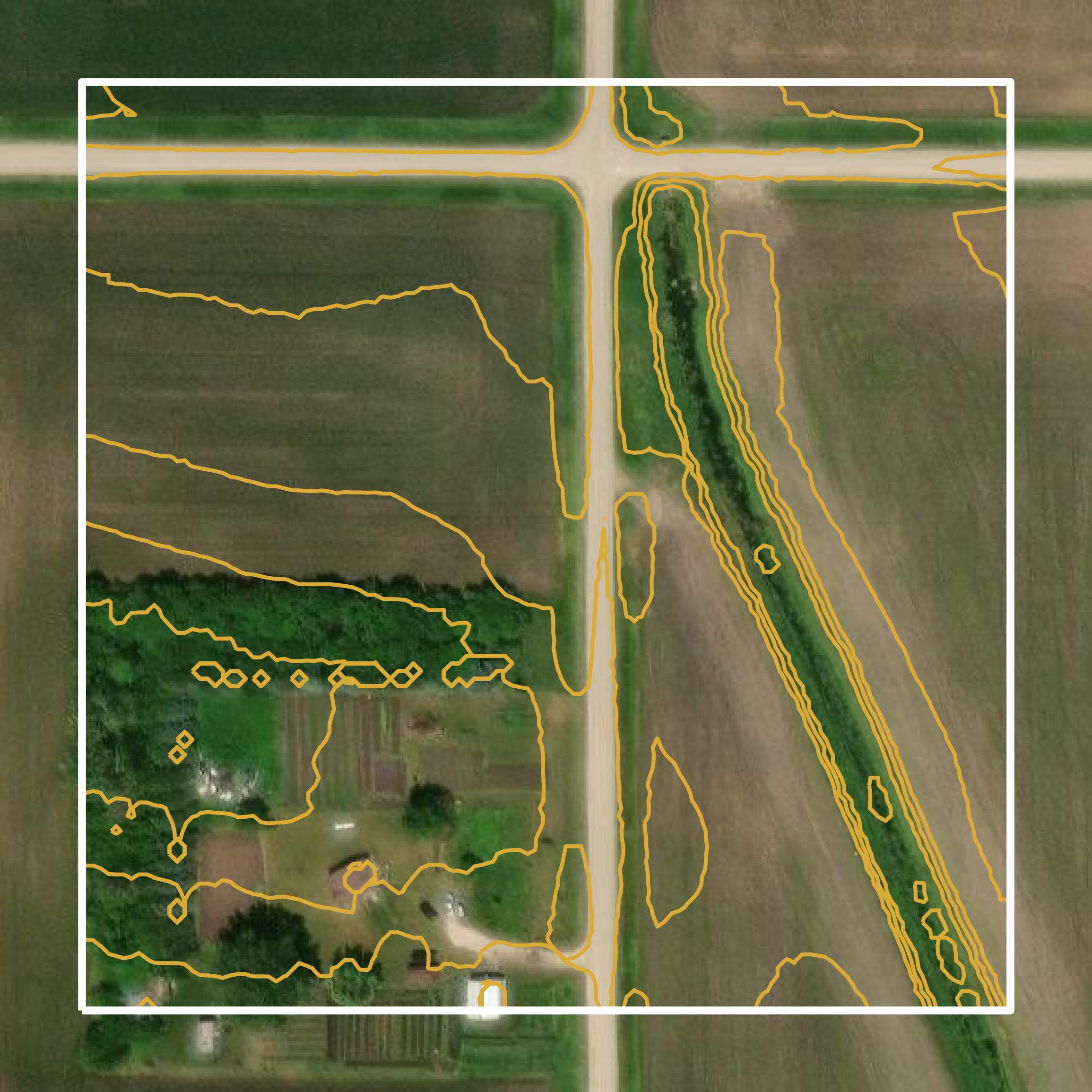 This image shows a contour map in Pocahontas County created using GIS data in Equator.