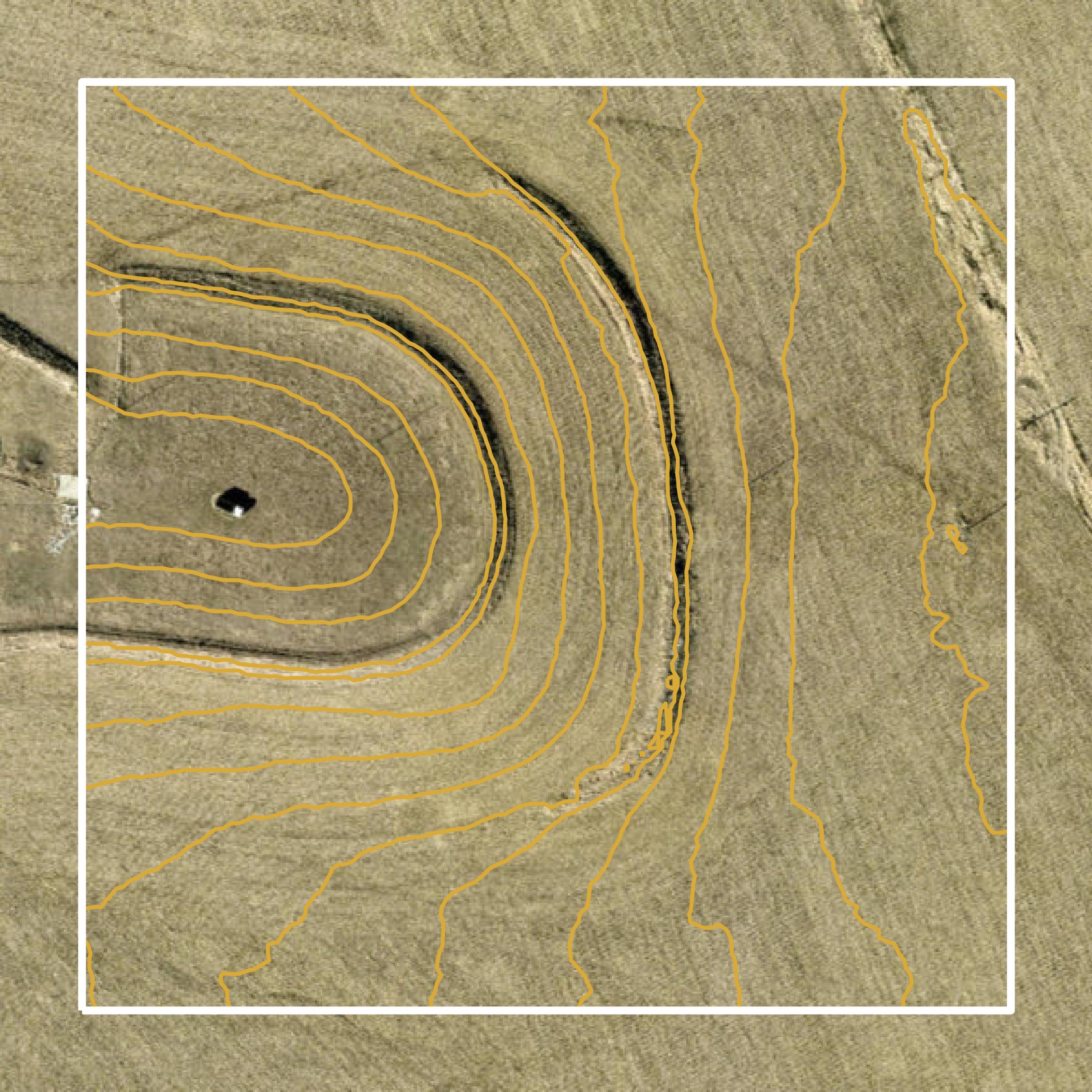 This image shows a contour map in Pottawattamie County created using GIS data in Equator.