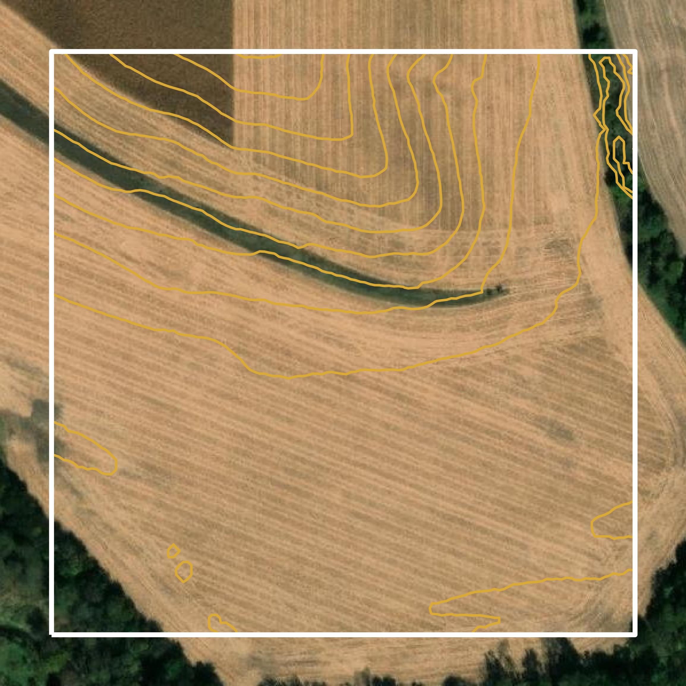 This image shows a contour map in Poweshiek County created using GIS data in Equator.
