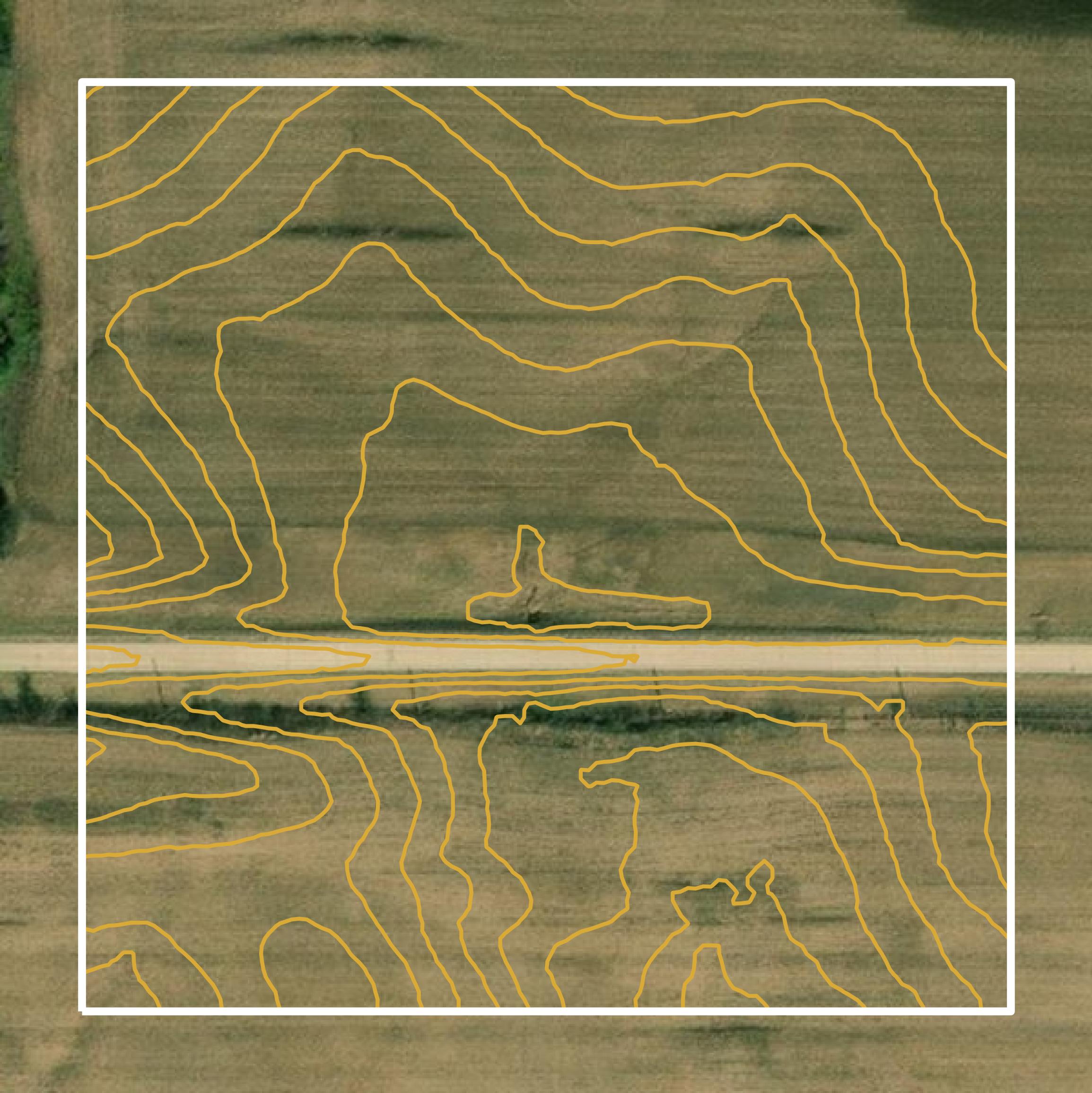 This image shows a contour map in Ringgold County created using GIS data in Equator.