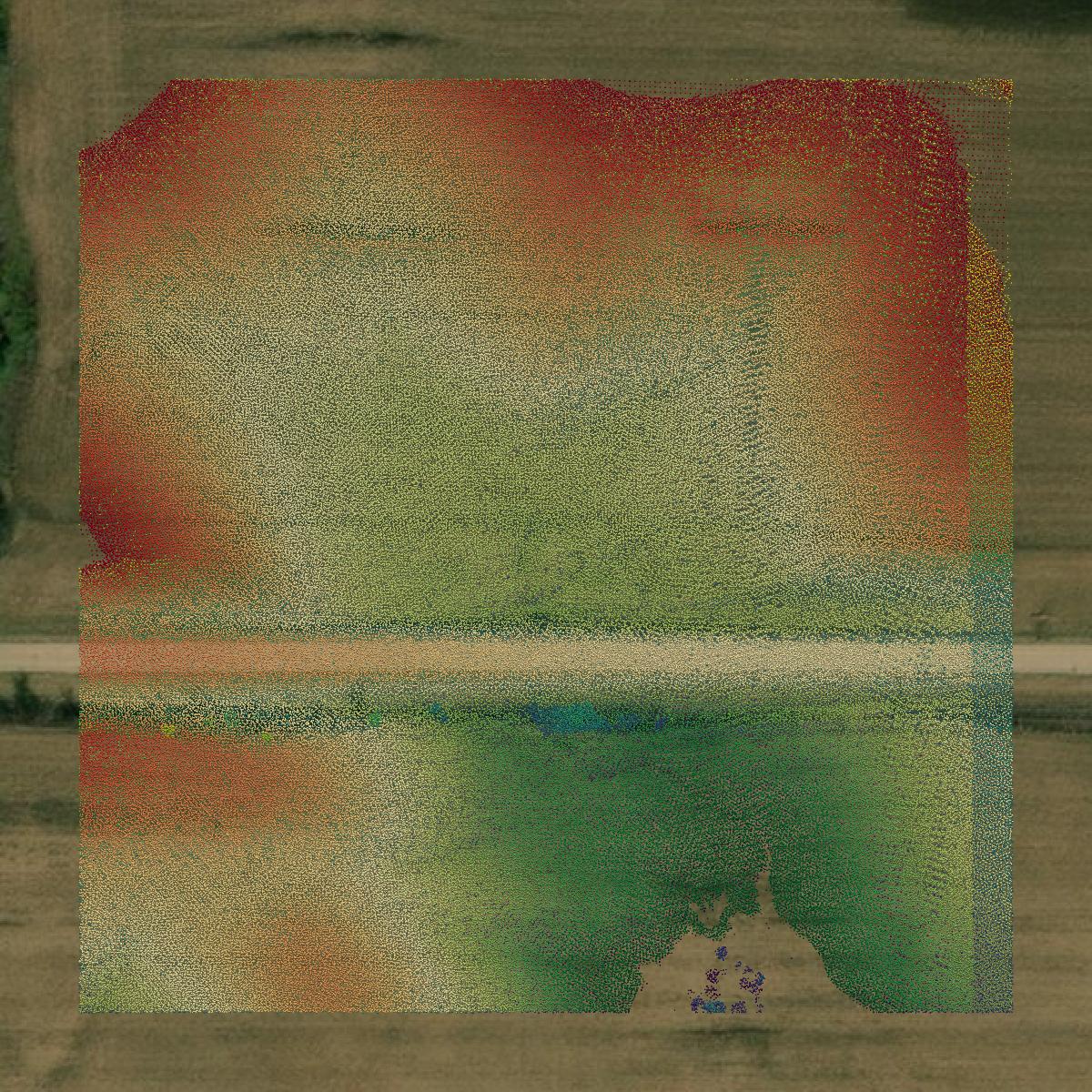This image shows a LiDAR point cloud in Ringgold County created using GIS data in Equator.