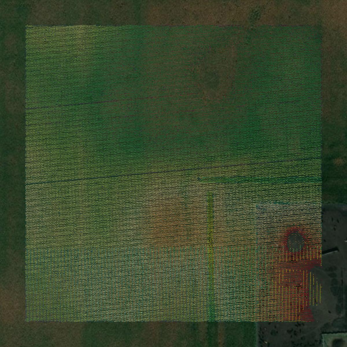 This image shows a LiDAR point cloud in Sac County created using GIS data in Equator.