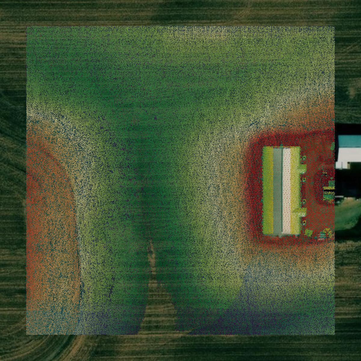 This image shows a LiDAR point cloud in Scott County created using GIS data in Equator.