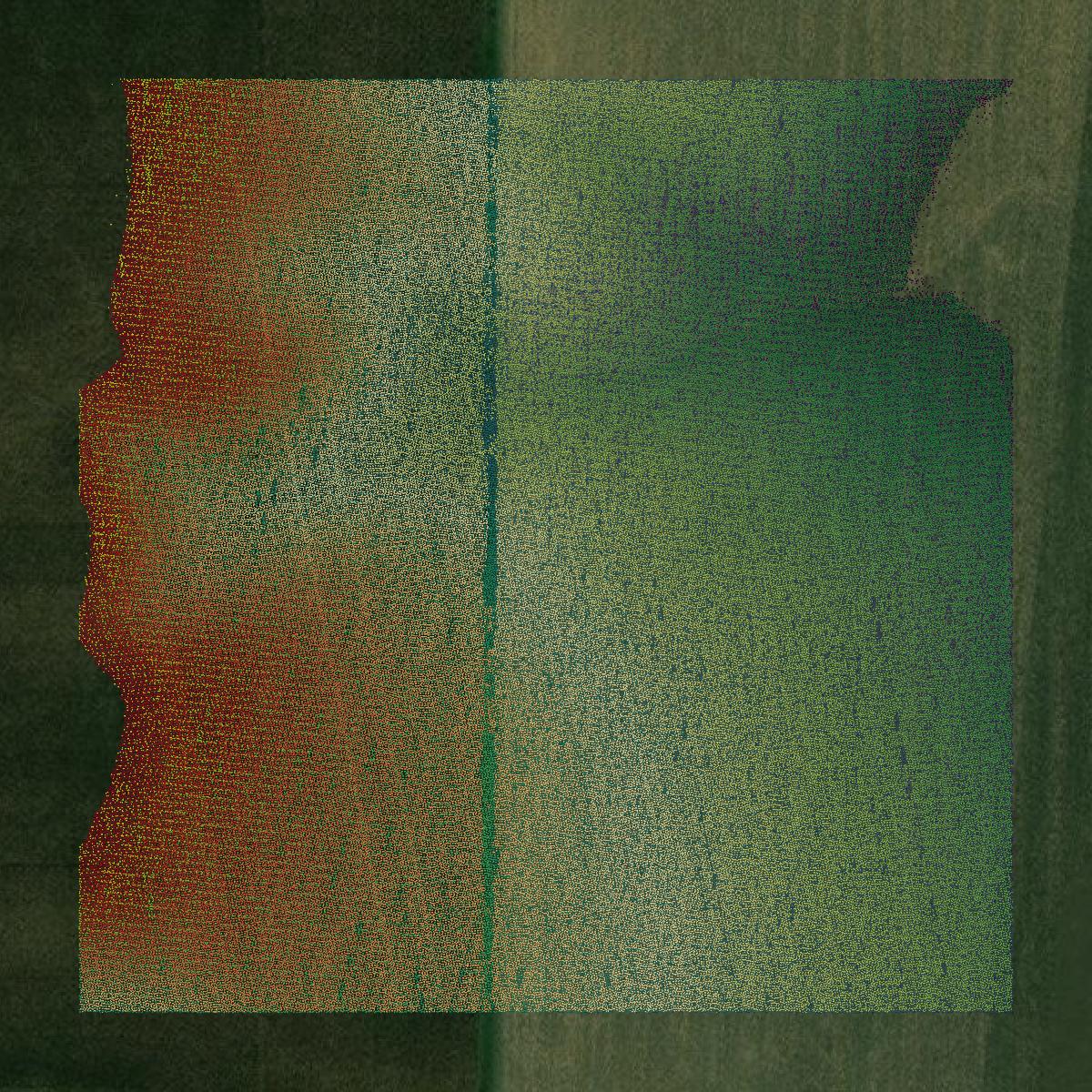 This image shows a LiDAR point cloud in Scott County created using GIS data in Equator.