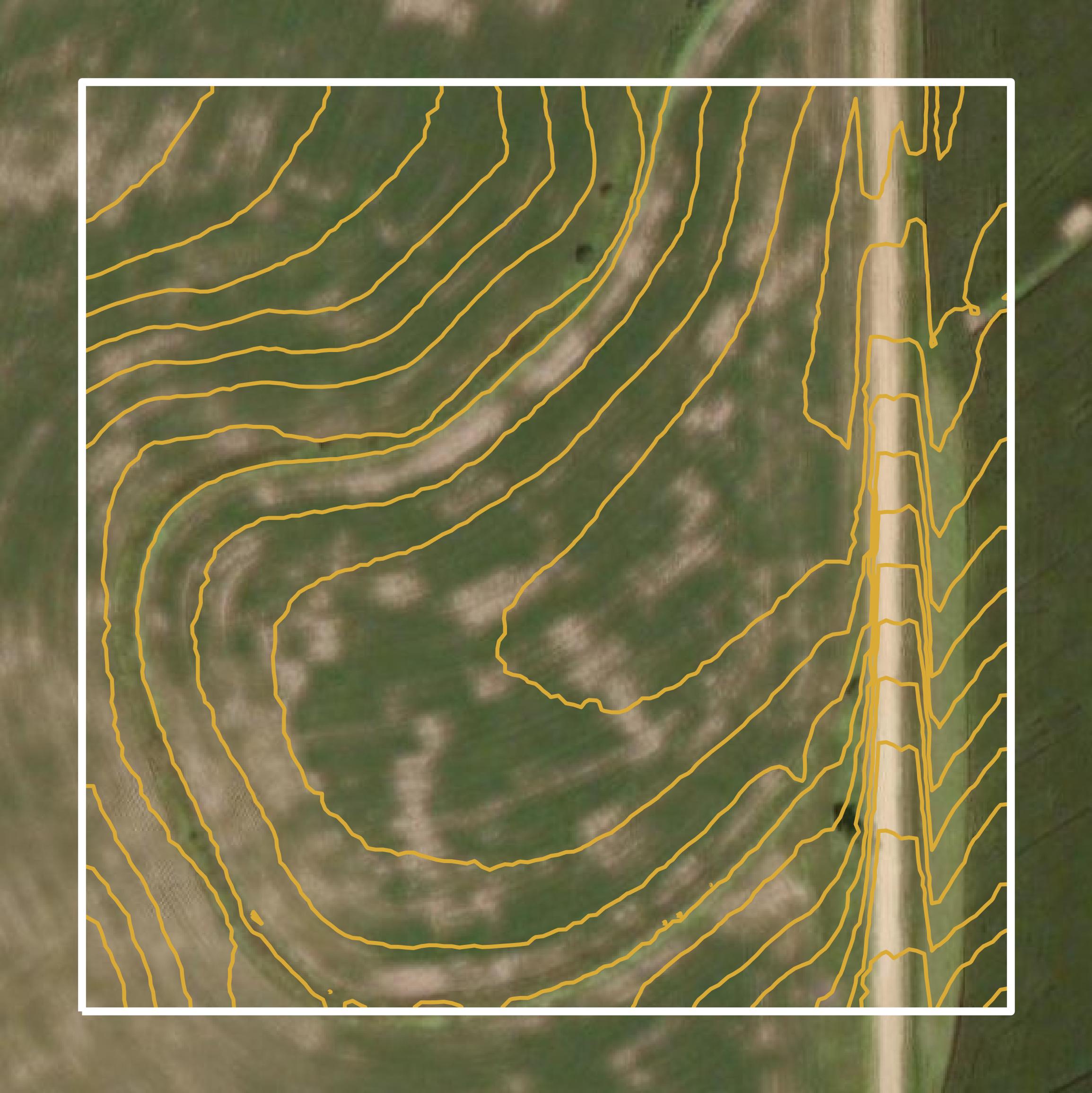 This image shows a contour map in Shelby County created using GIS data in Equator.