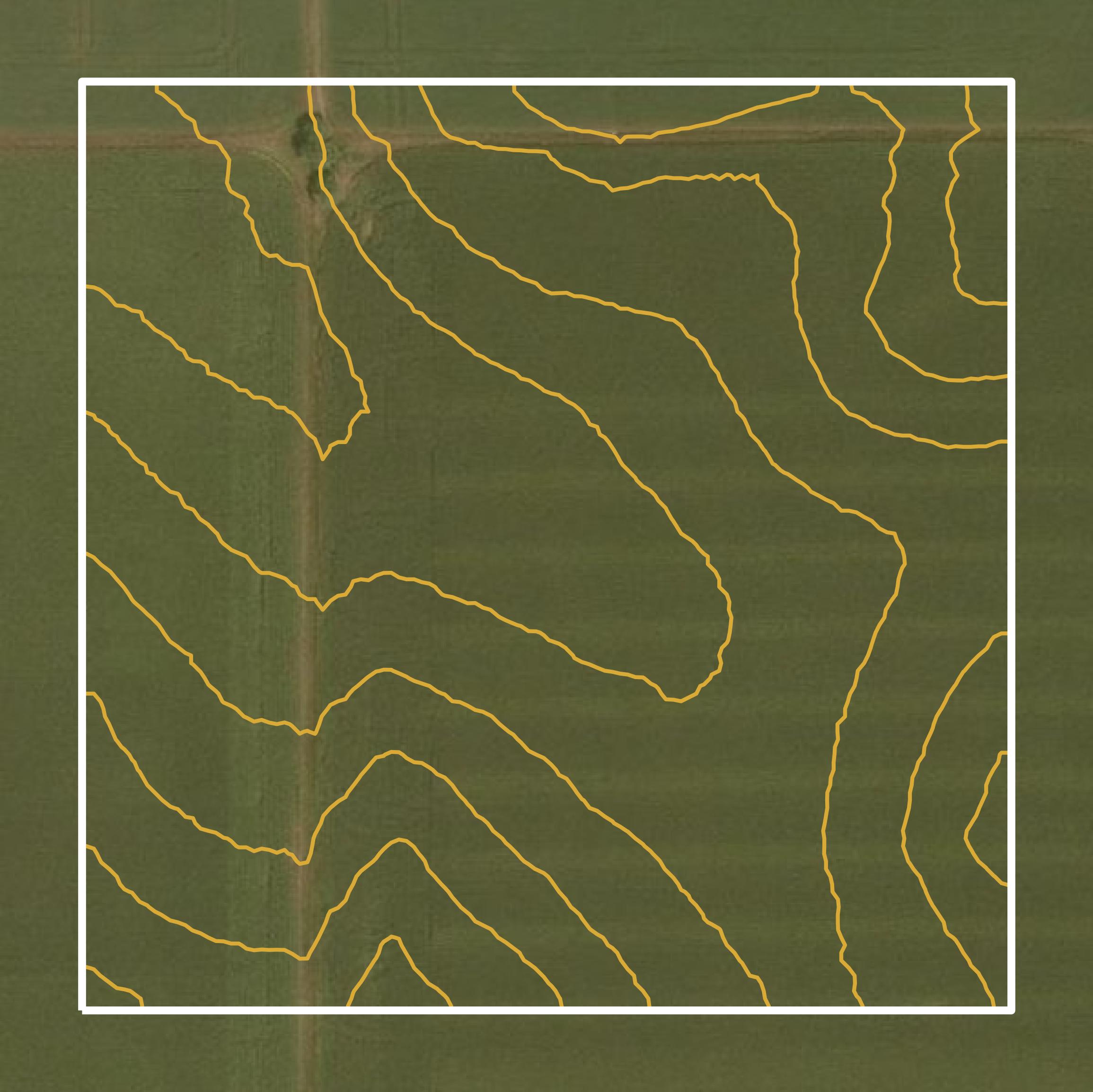 This image shows a contour map in Tama County created using GIS data in Equator.