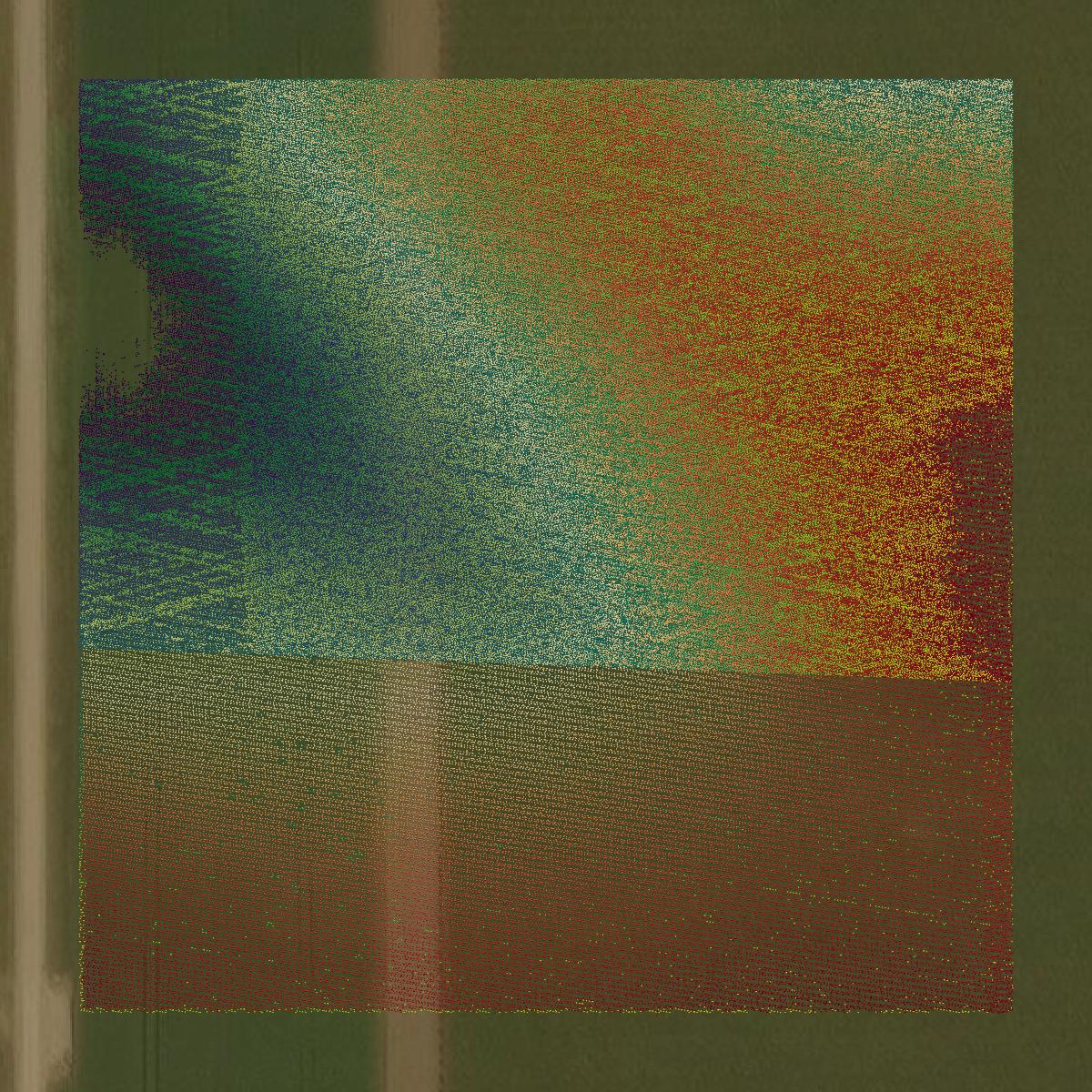 This image shows a LiDAR point cloud in Tama County created using GIS data in Equator.