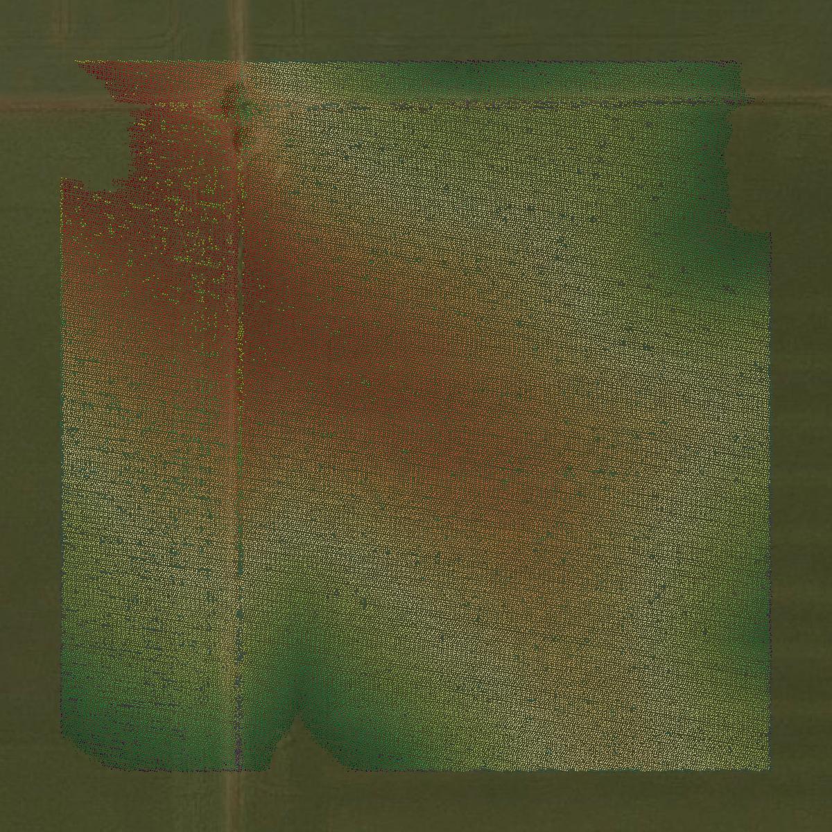 This image shows a LiDAR point cloud in Tama County created using GIS data in Equator.